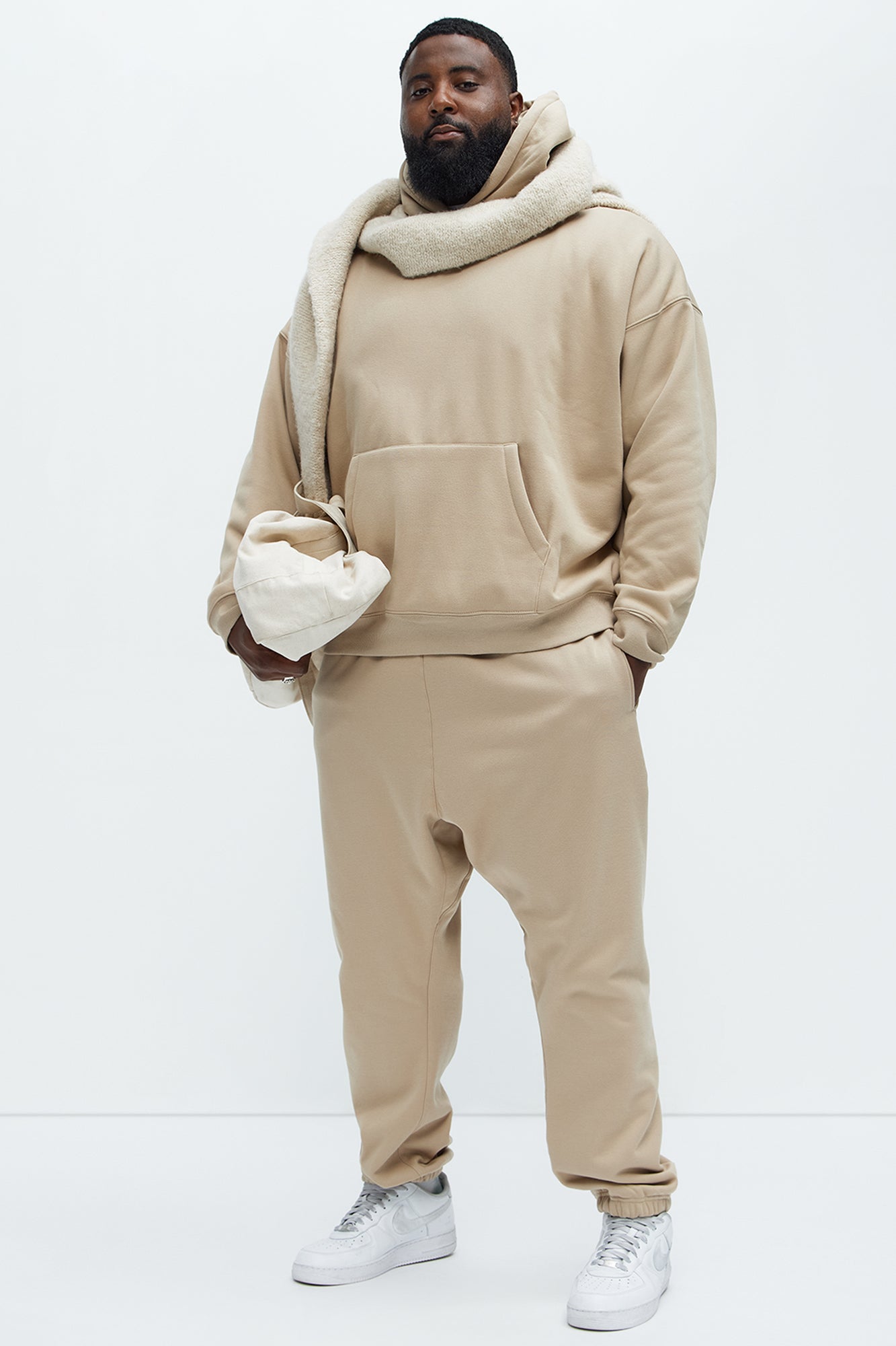 Tyson Oversized Heavyweight Hoodie - Taupe - Image 6