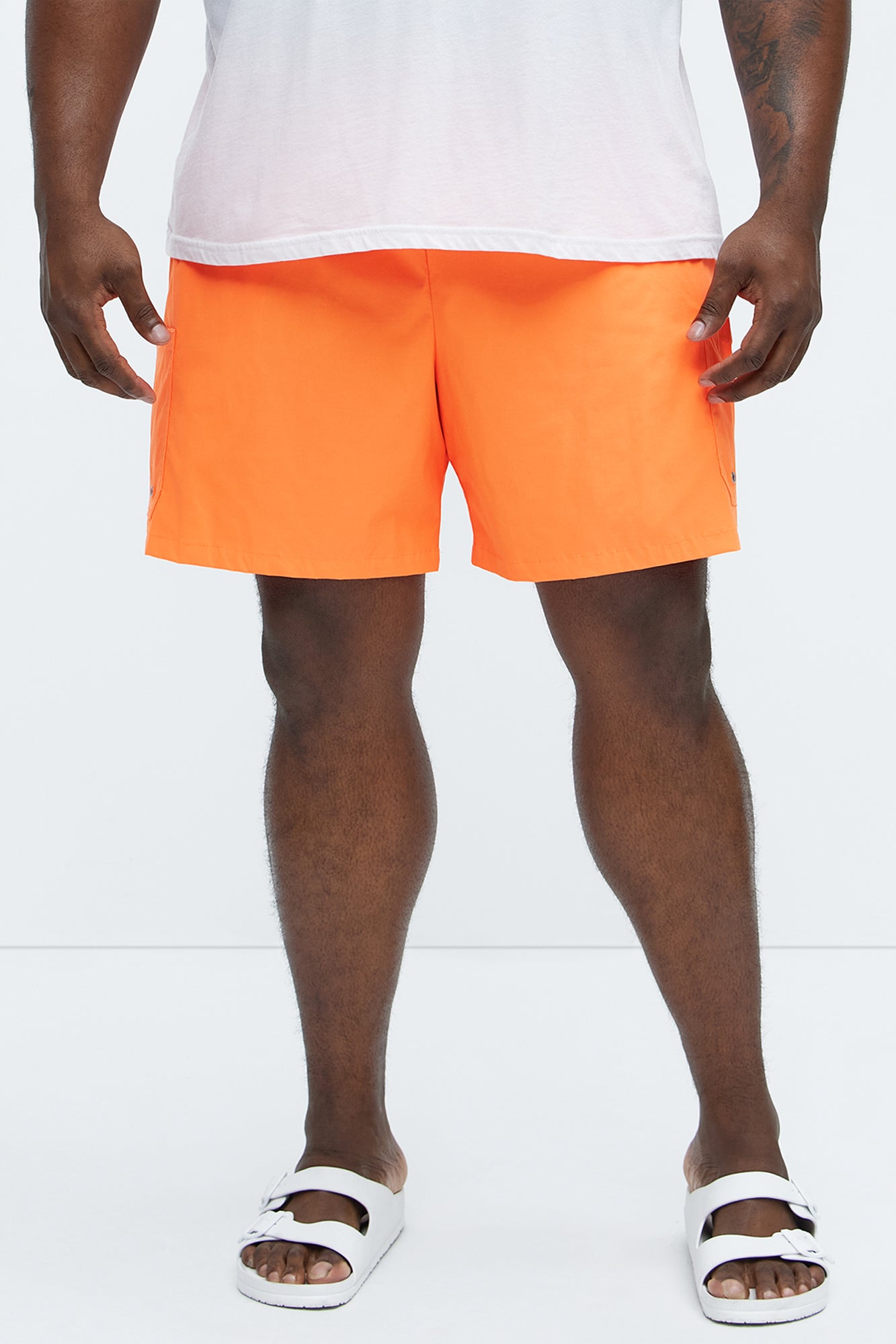 Keeping It Solid Velcro Swim Classic Trunk - Orange - Image 5