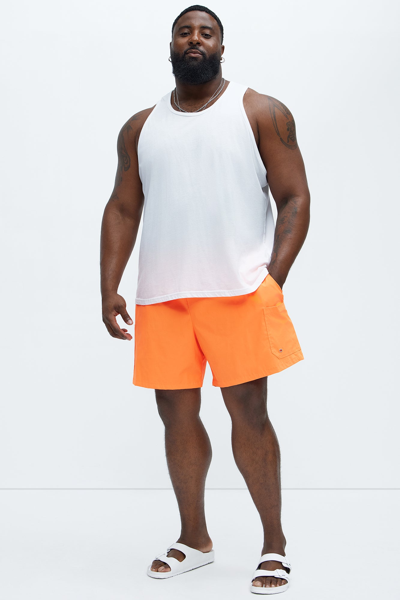 Keeping It Solid Velcro Swim Classic Trunk - Orange - Image 6