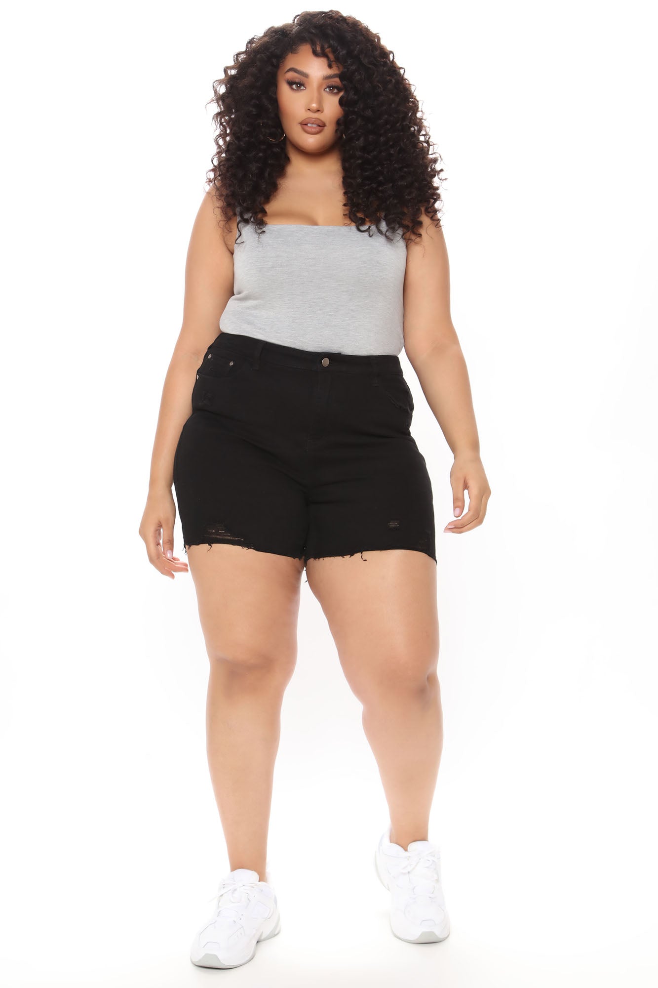 Izzy Mid Rise Denim Shorts - Black - Image 6