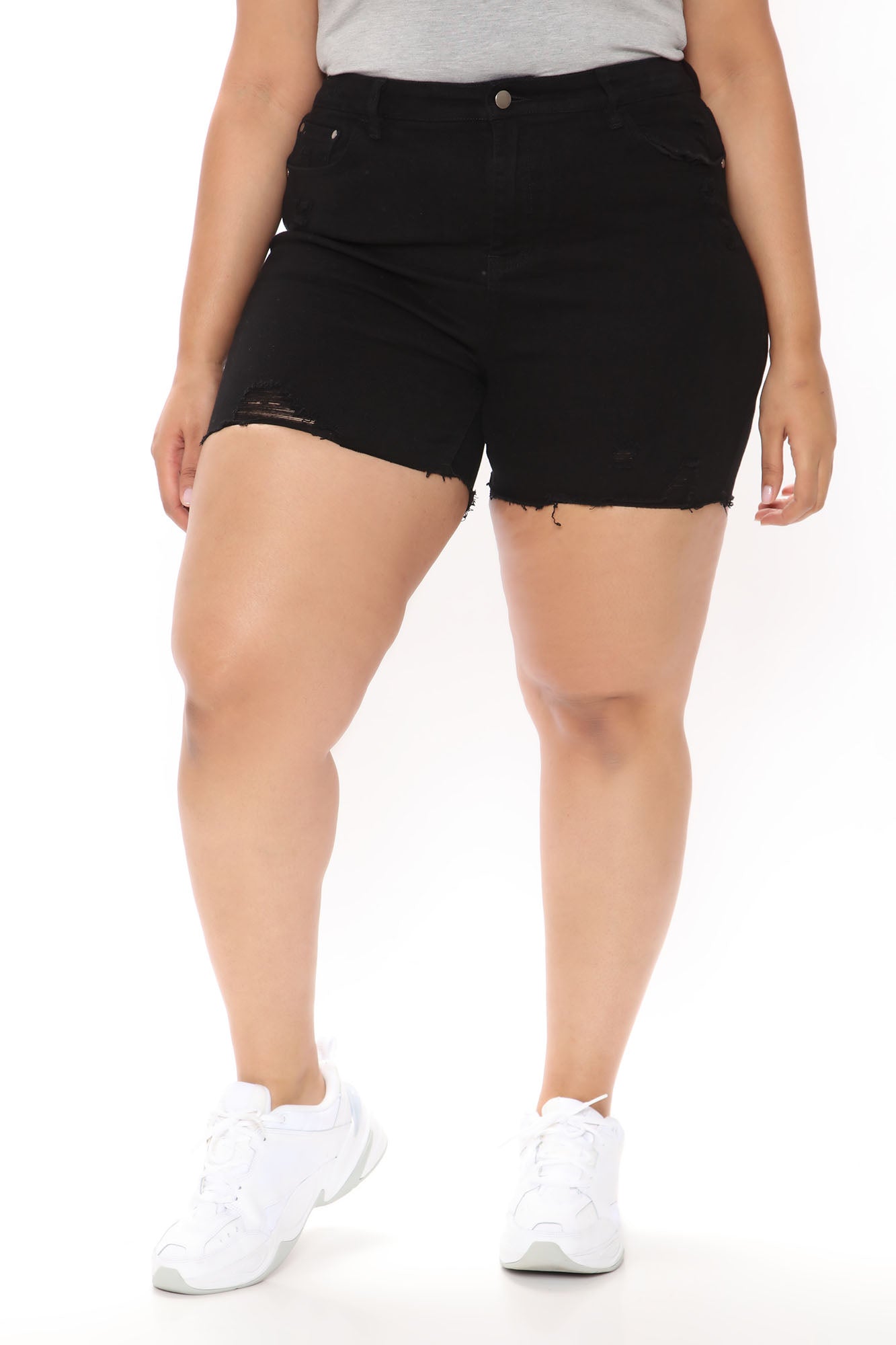 Izzy Mid Rise Denim Shorts - Black - Image 5