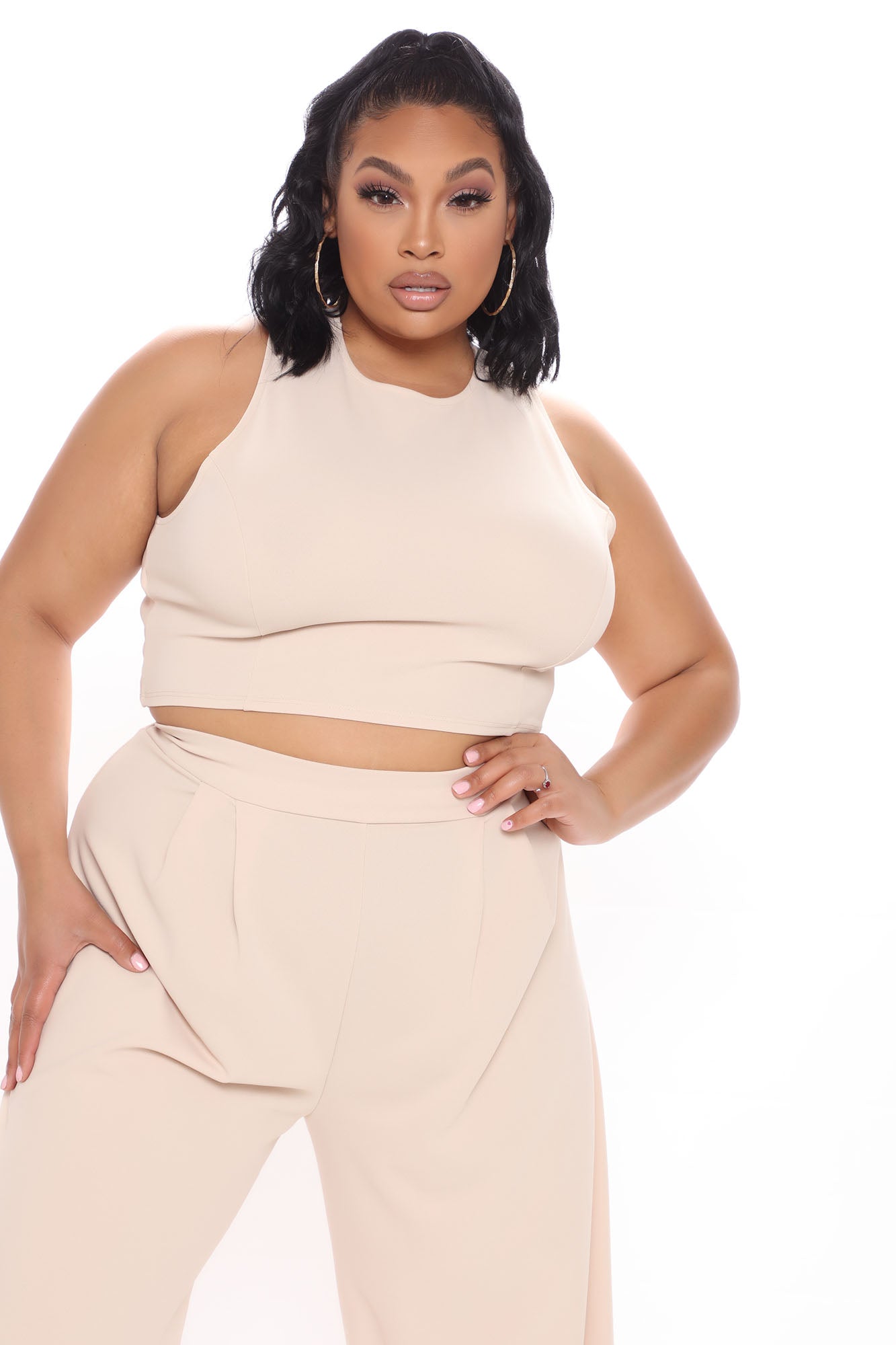 Ciao Bella Wide Leg Pant Set - Oatmeal - Image 6
