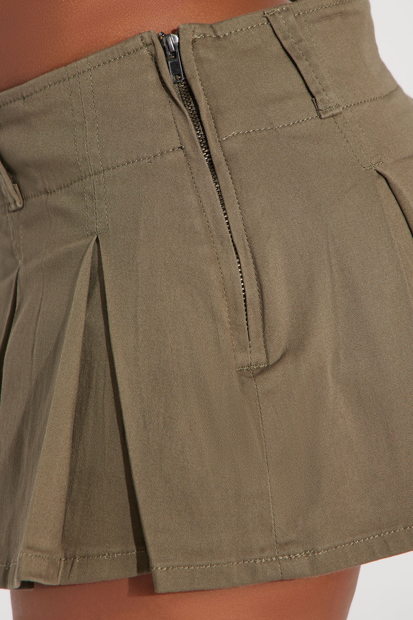 Claire Solid Micro Mini Pleated Skort - Olive - Image 4