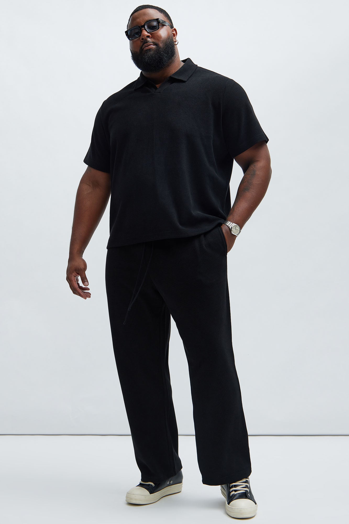 Cairo Textured Straight Pants - Black - Image 7