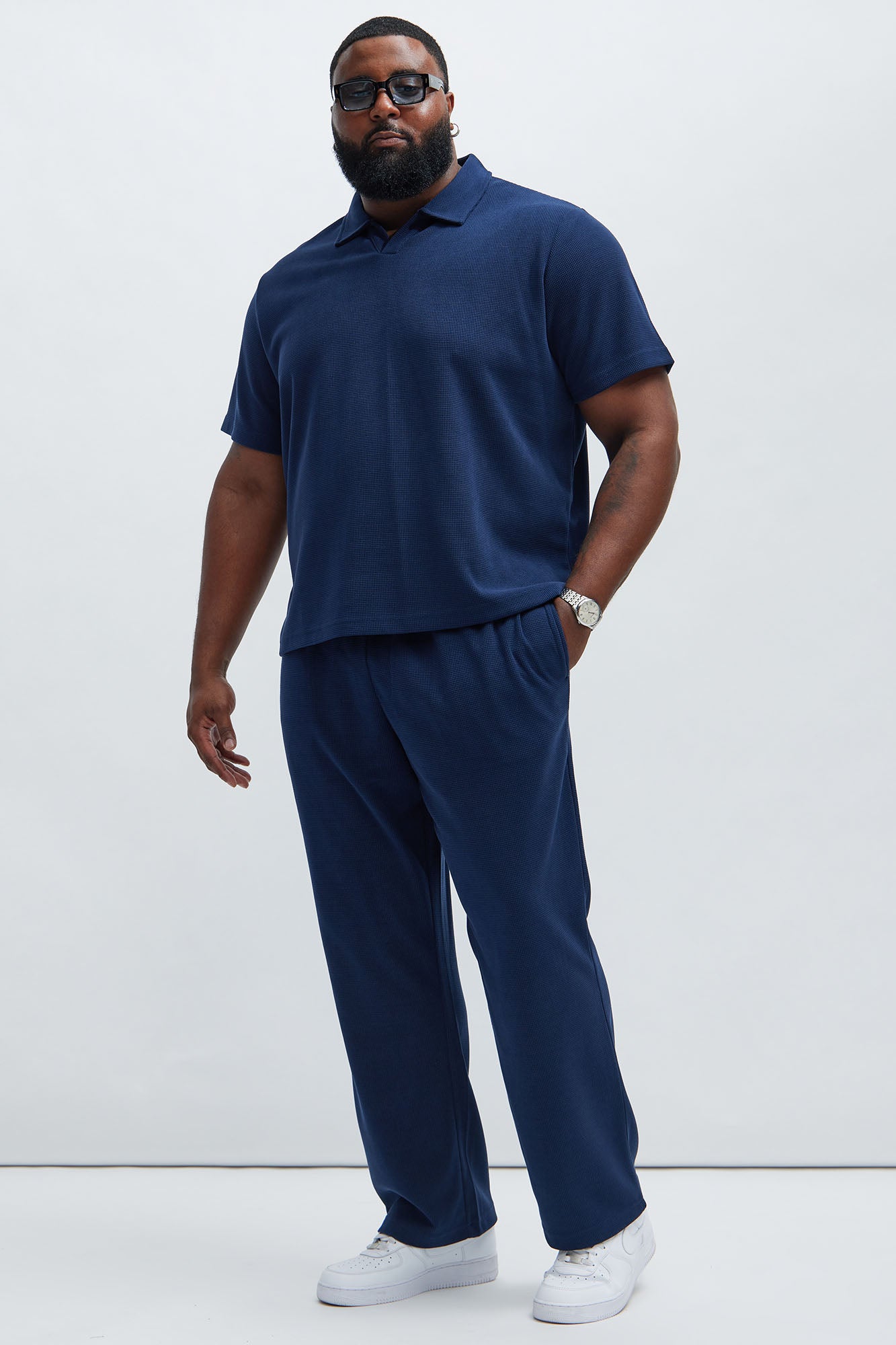 Cairo Textured Straight Pants - Navy - Image 7