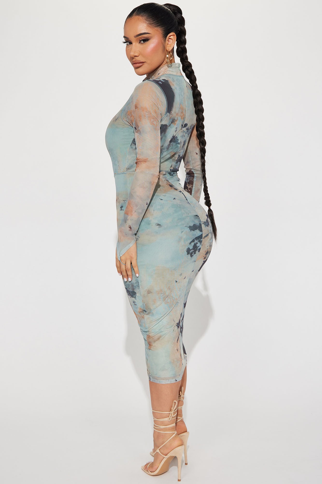 Valina Mesh Midi Dress - Grey/combo - Image 3