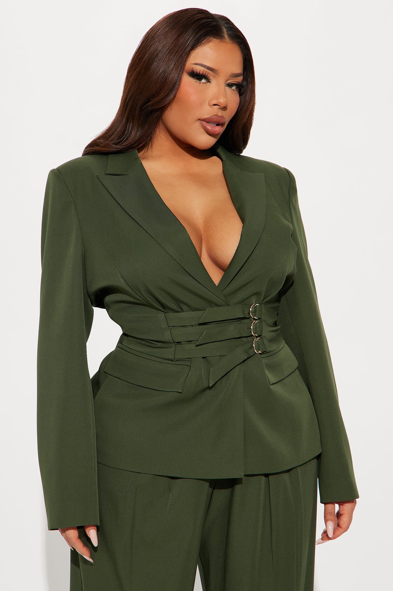 Keep Your Cool Belted Blazer - Hunter - Image 4