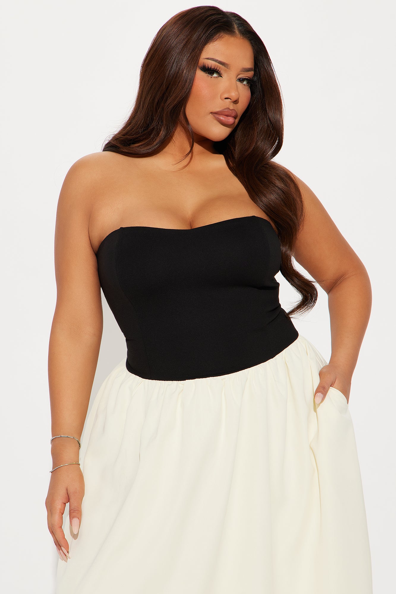 Gigi Strapless Midi Dress - Black/combo - Image 5