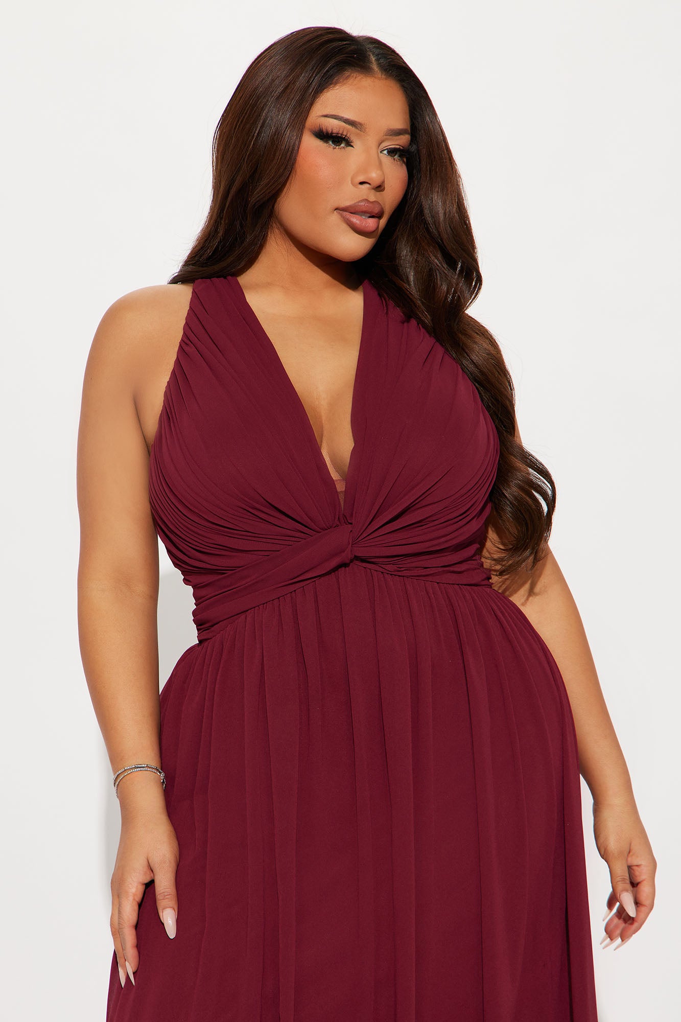 Hannah Chiffon Maxi Dress - Wine - Image 5