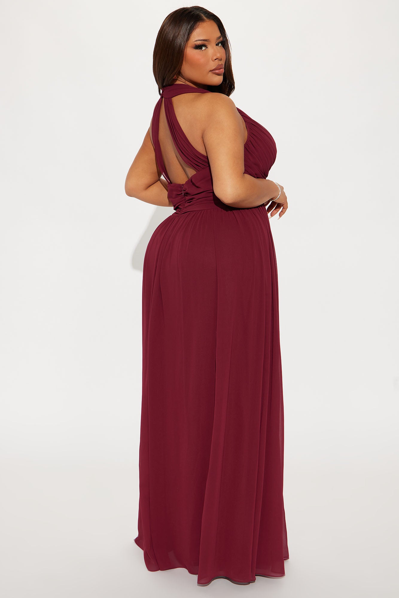Hannah Chiffon Maxi Dress - Wine - Image 6