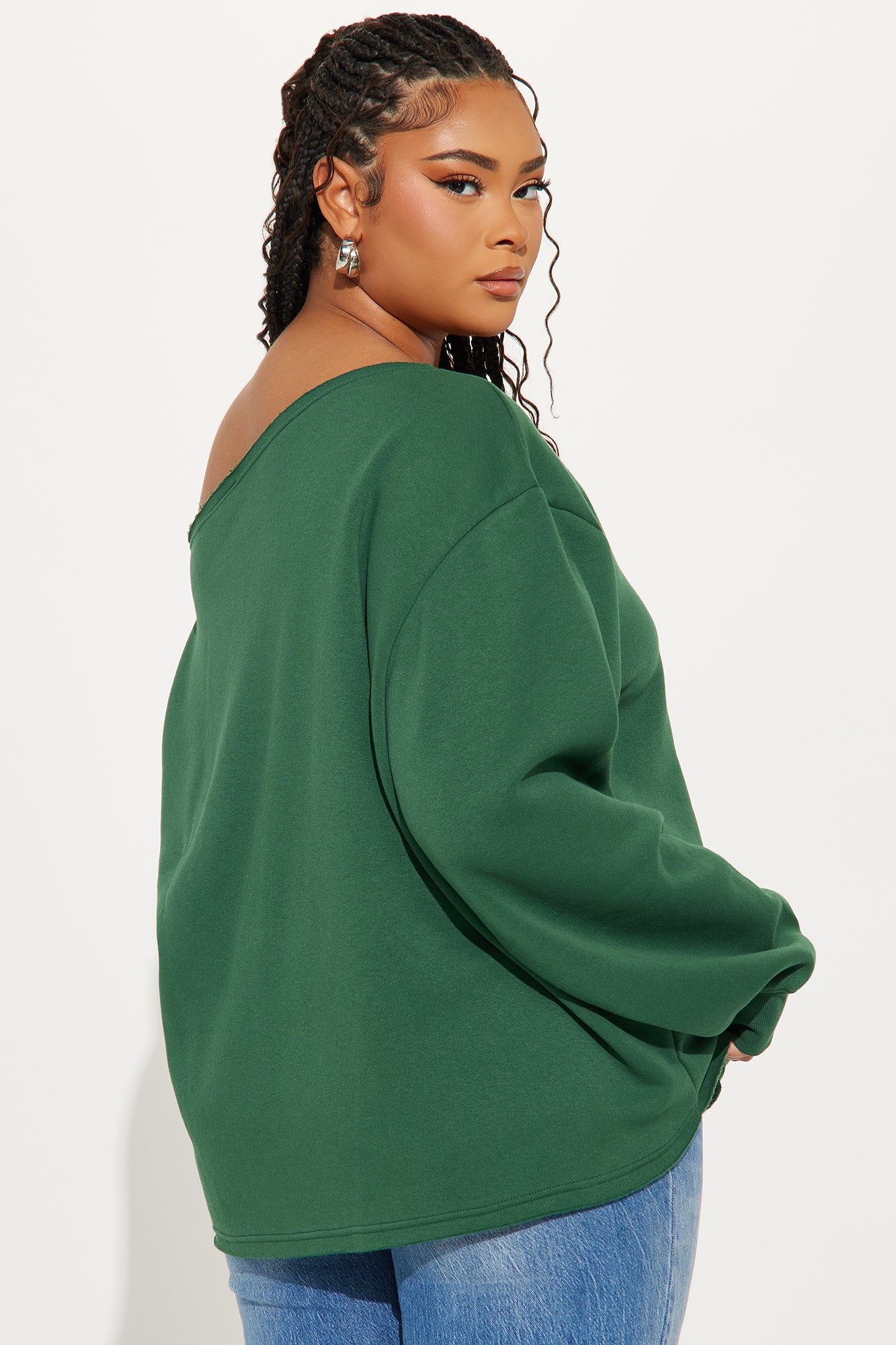 Von Dutch Princess Off Shoulder Sweatshirt - Hunter Green - Image 7