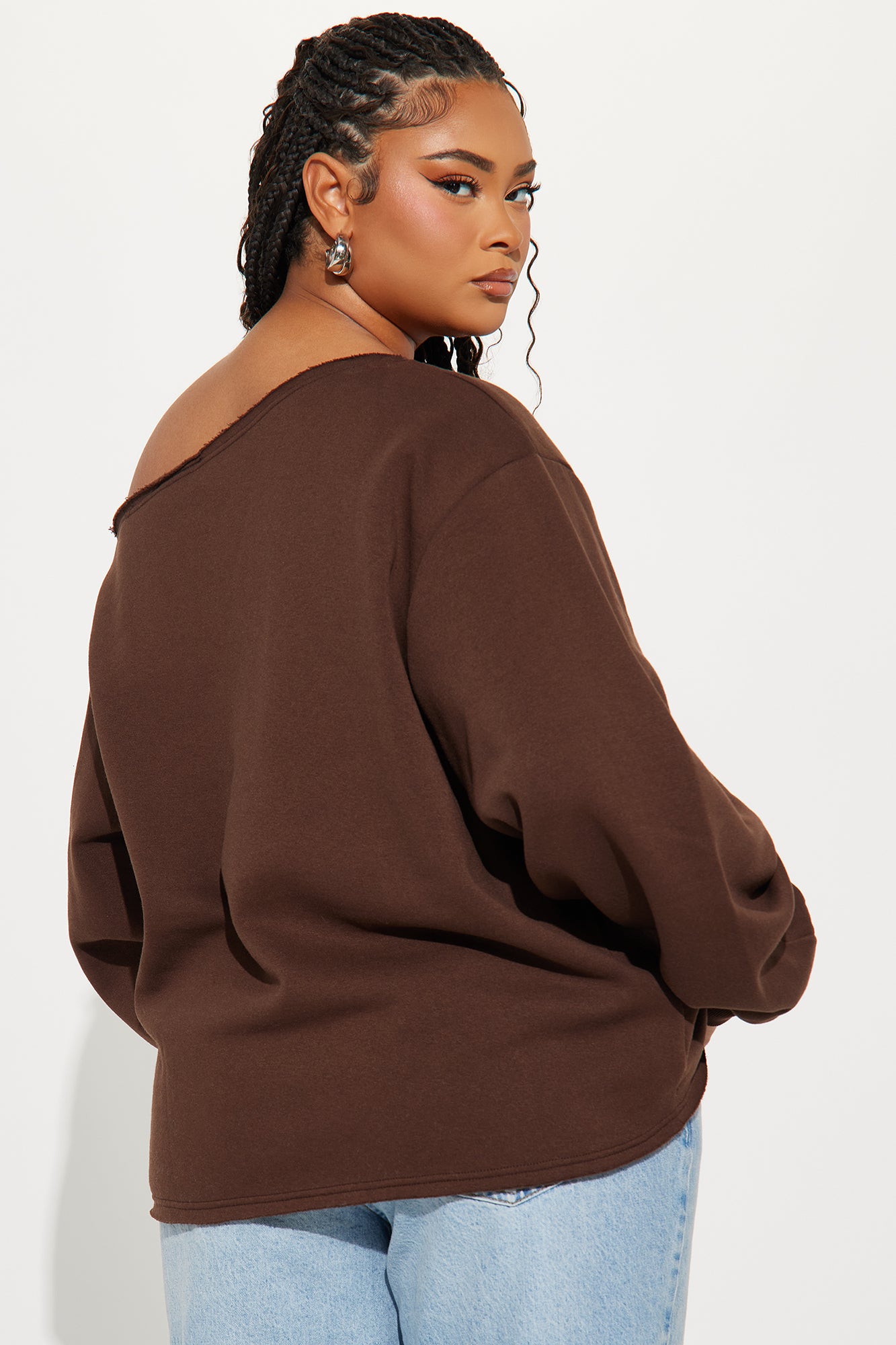 Von Dutch Classic Off Shoulder Sweatshirt - Brown - Image 7