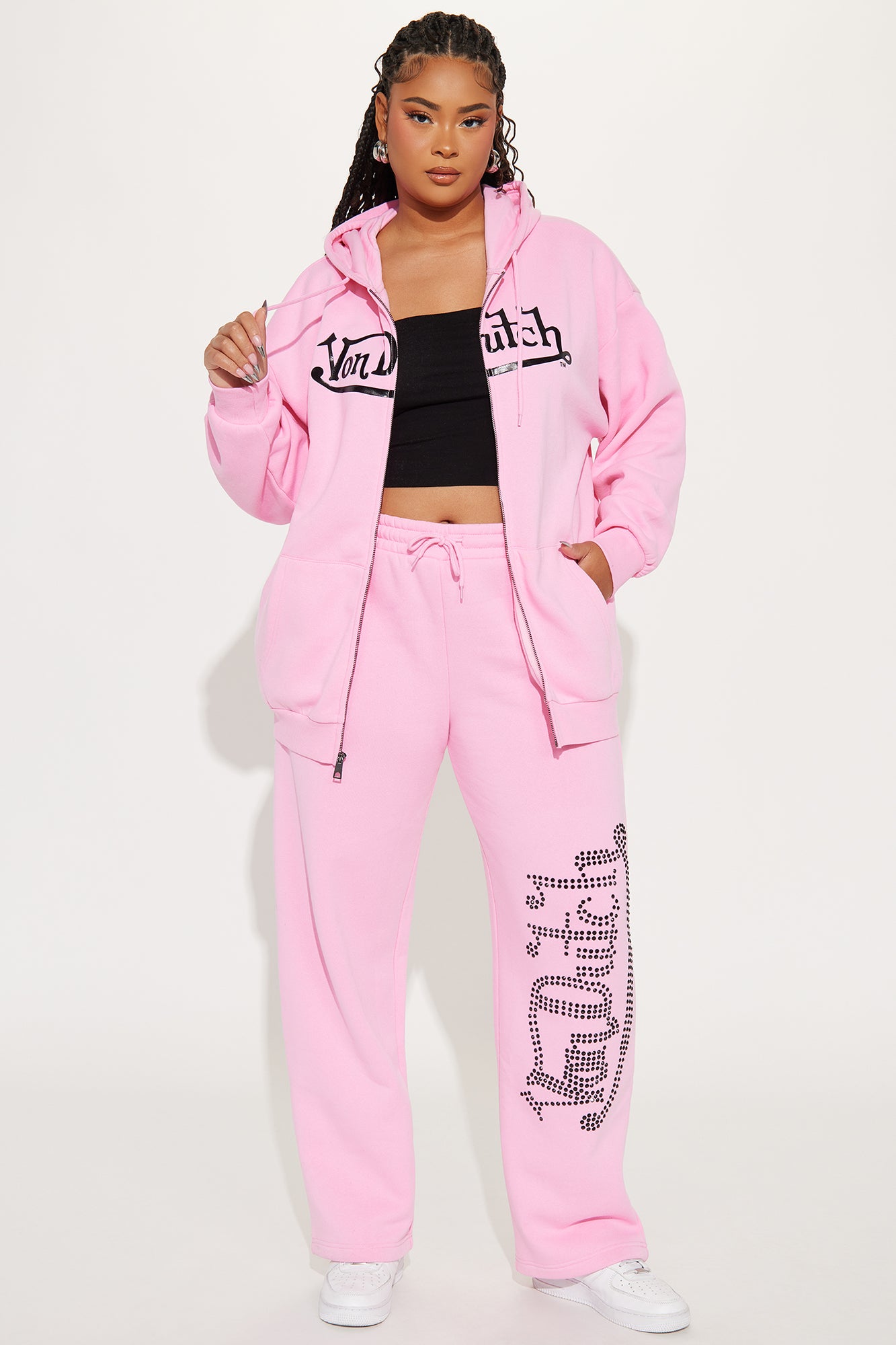 Von Dutch Classic Wide Leg Pant - Pink - Image 4