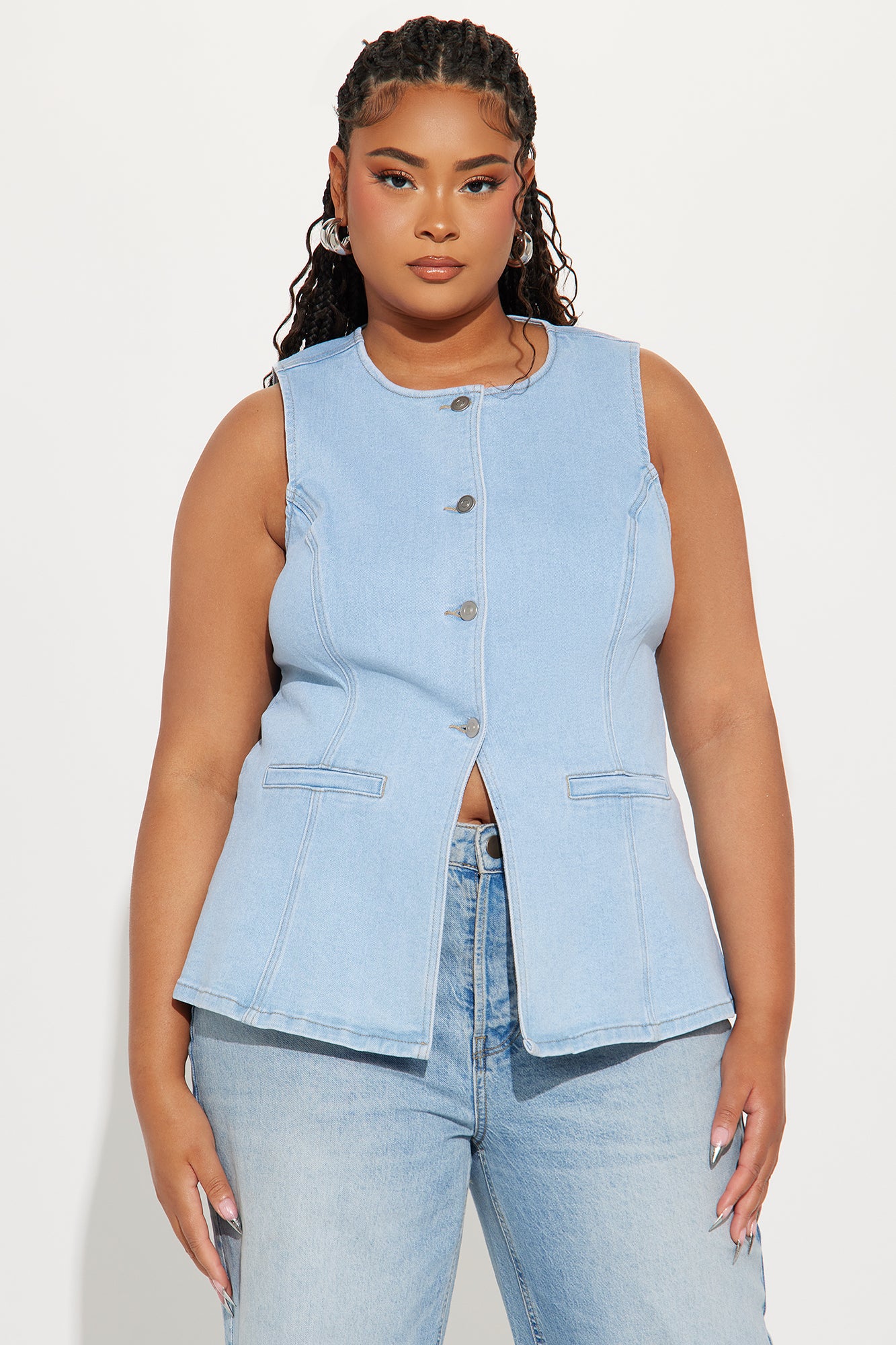 Caught In A Moment Denim Vest - Light Wash - Image 5