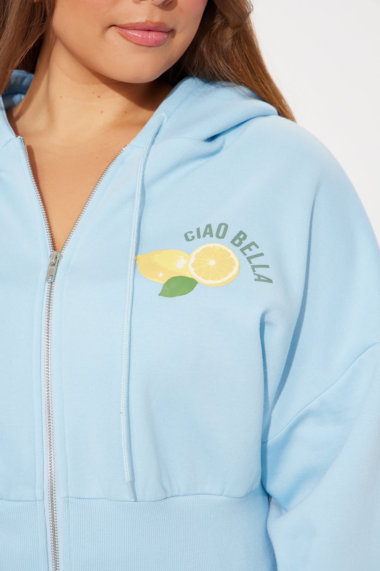 Ciao Bella Limone Zip Up Hoodie - Light Blue - Image 7