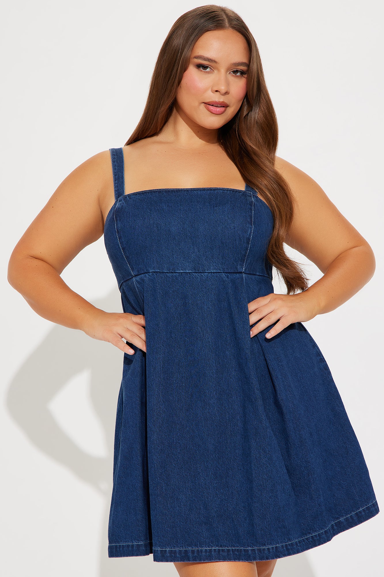 Out And About Denim Mini Dress - Dark Wash - Image 5