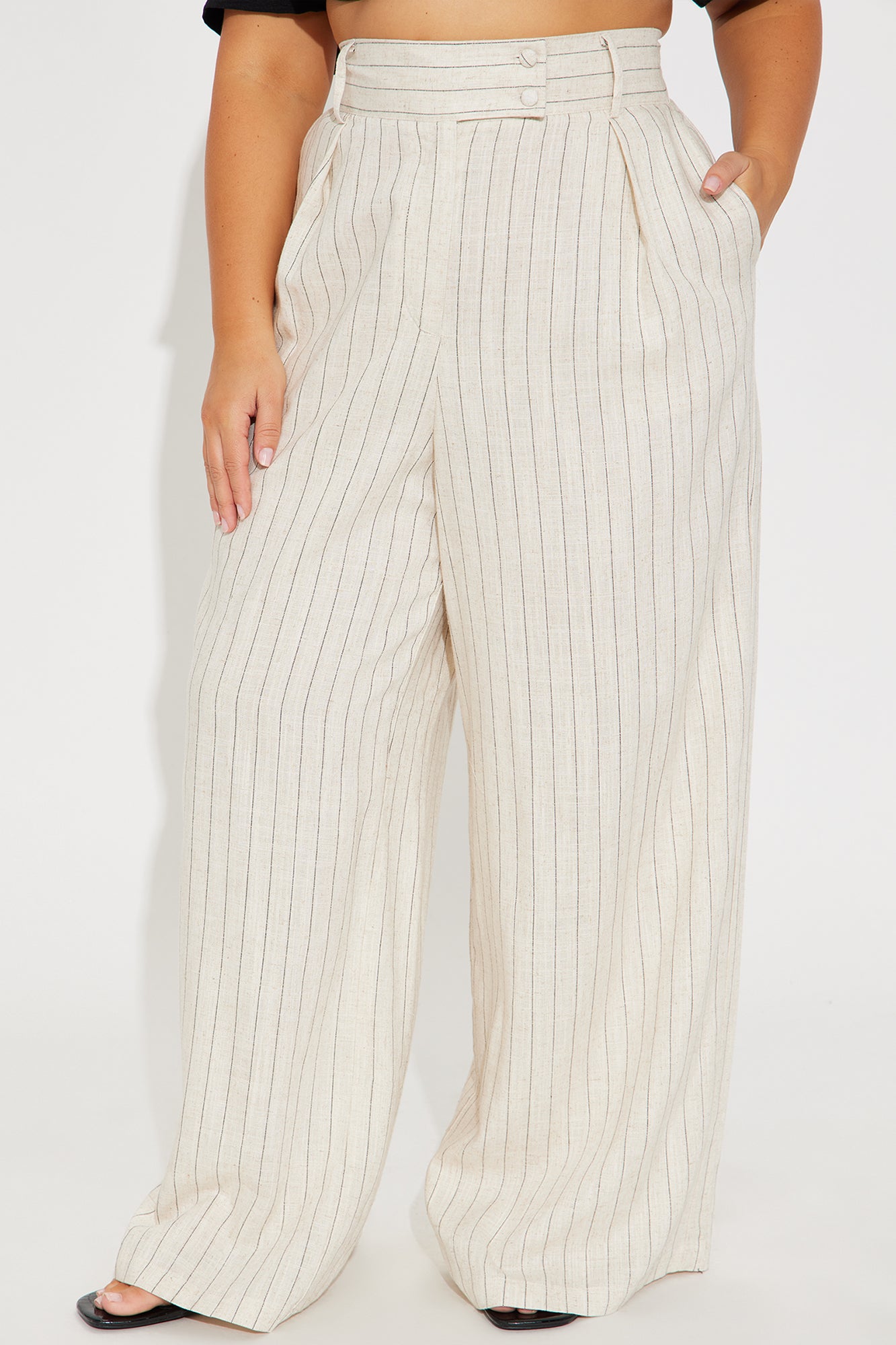 Lily Pinstripe Linen Pant - Cream/combo - Image 5