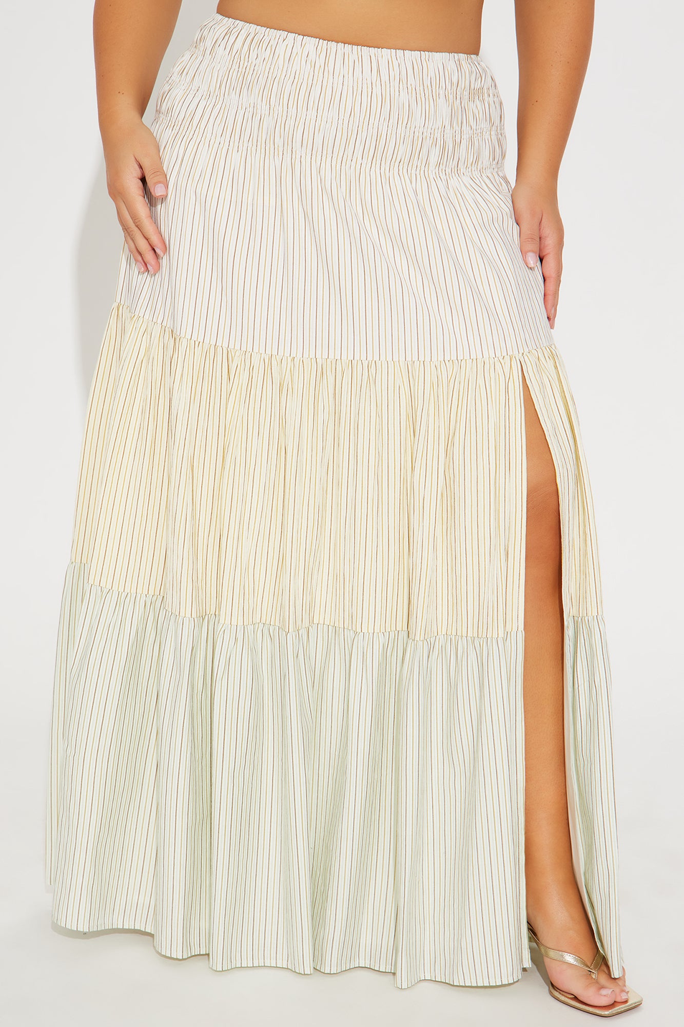 Charlotte Striped Tiered Maxi Skirt - Multi Color - Image 5