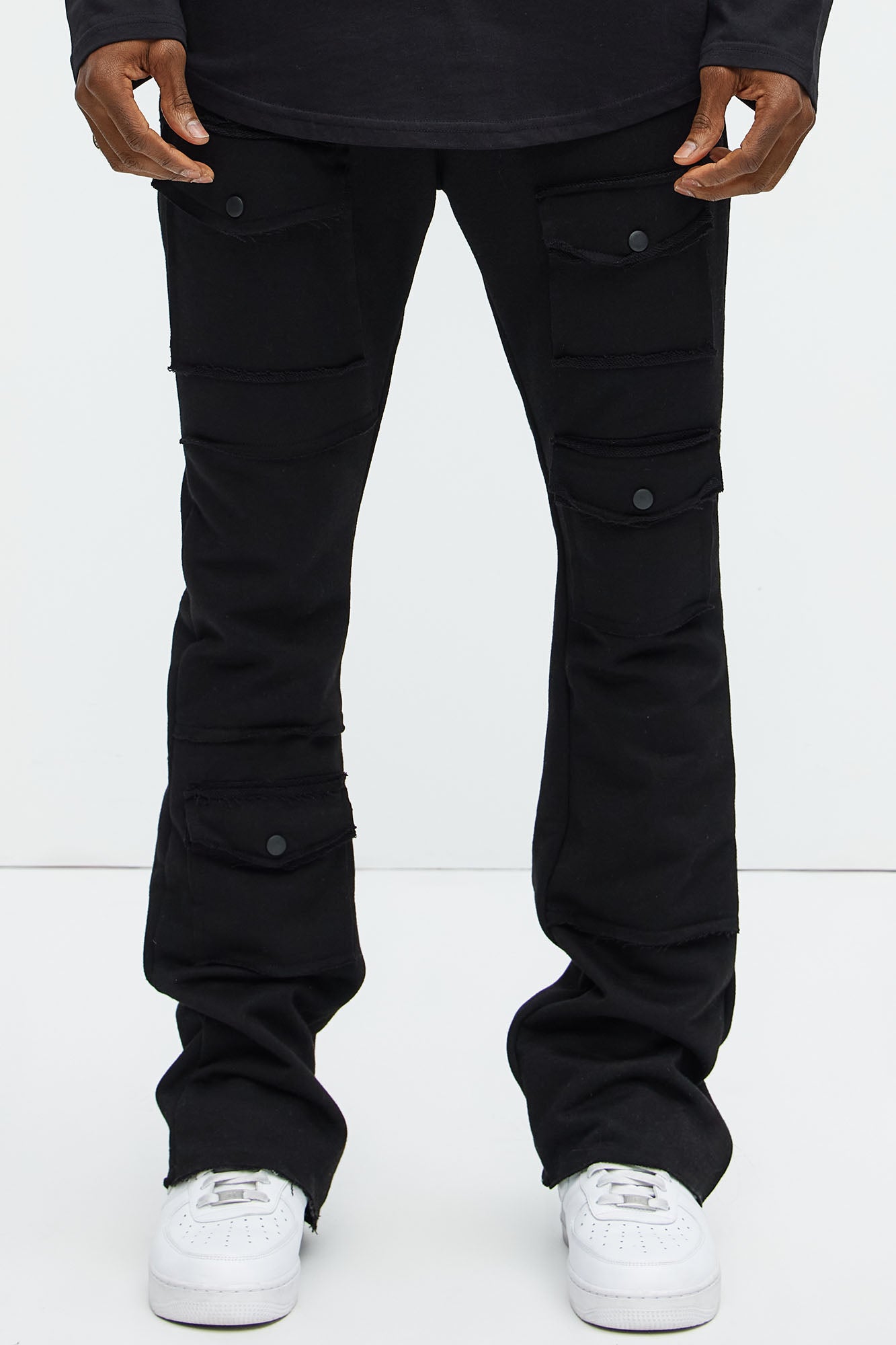Extra Cargo Flared Sweatpants - Black - Image 10
