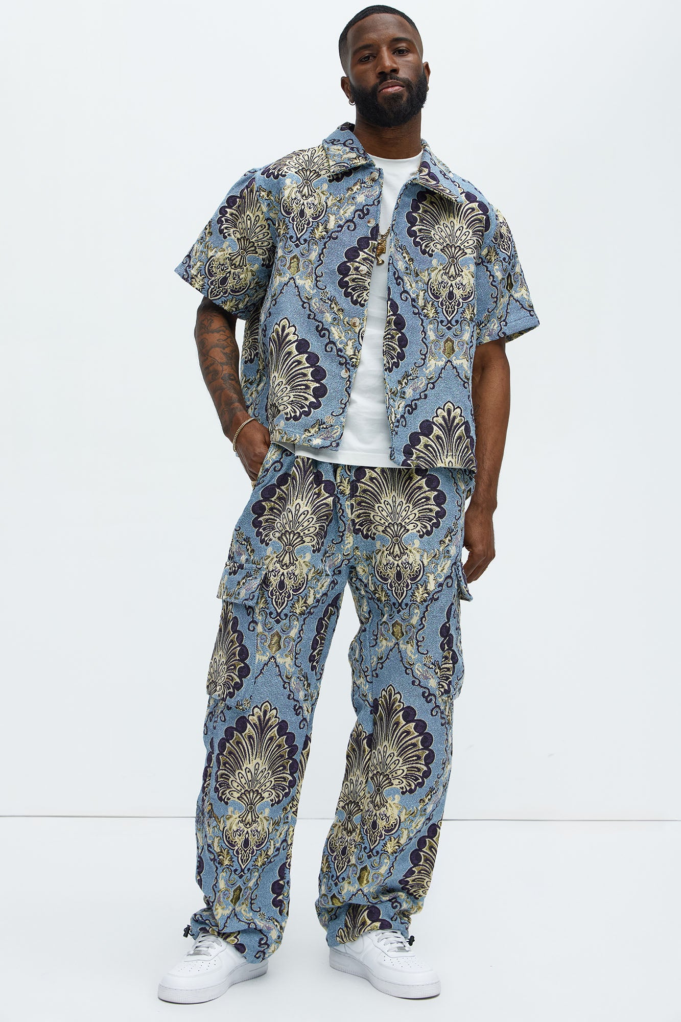 Highland Tapestry Baggy Cargo Pants - Blue/combo - Image 3