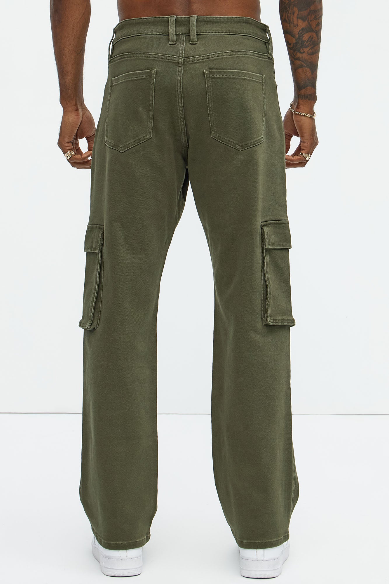 Classic Straight Cargo Jeans - Olive - Image 5