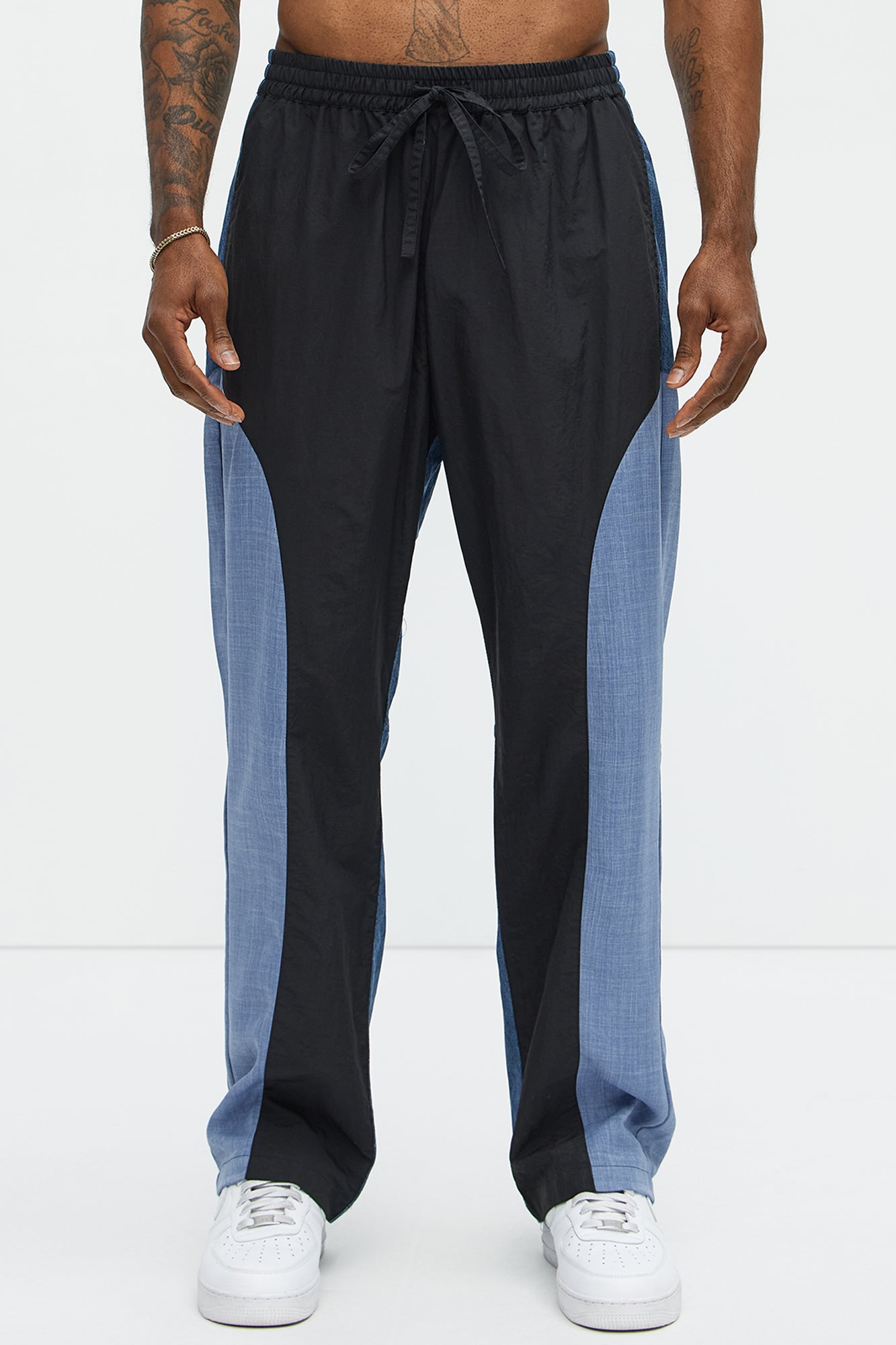 Baggy Colorblock And Denim Pants - Blue/combo - Image 3
