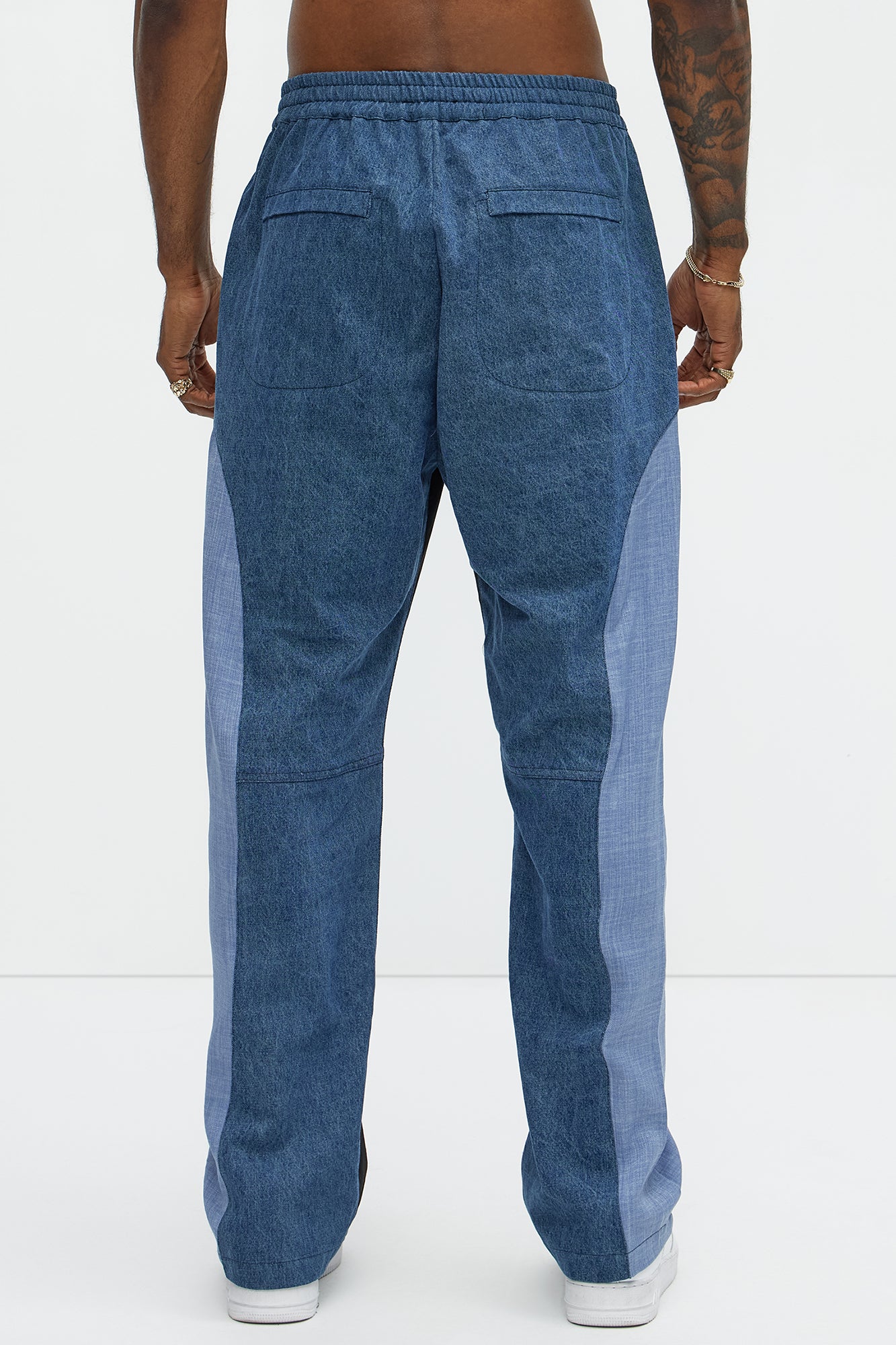 Baggy Colorblock And Denim Pants - Blue/combo - Image 5