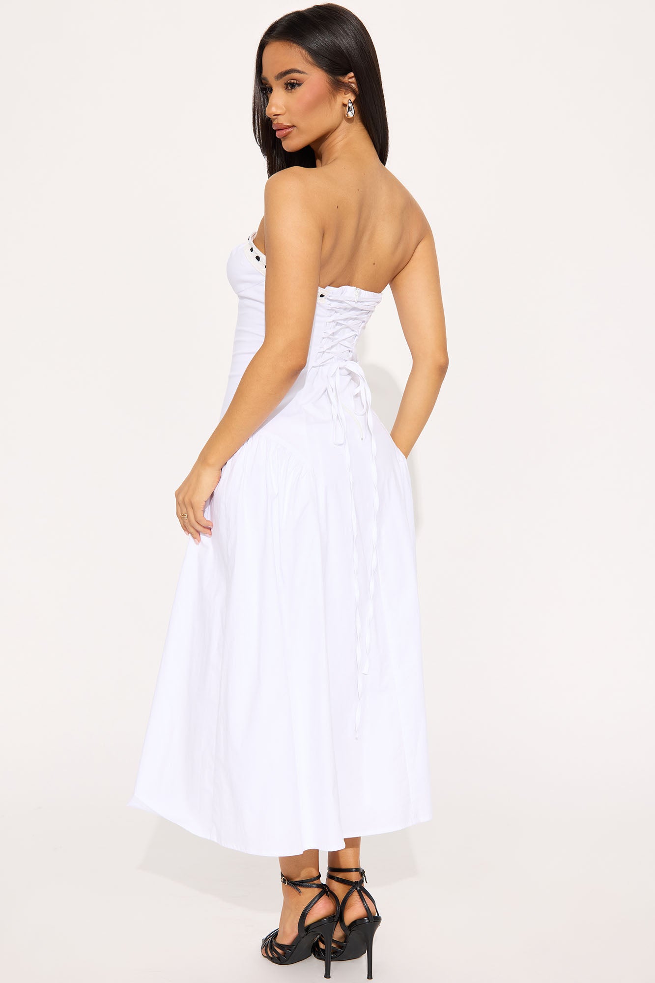 Shiloh Poplin Midi Dress - White - Image 3