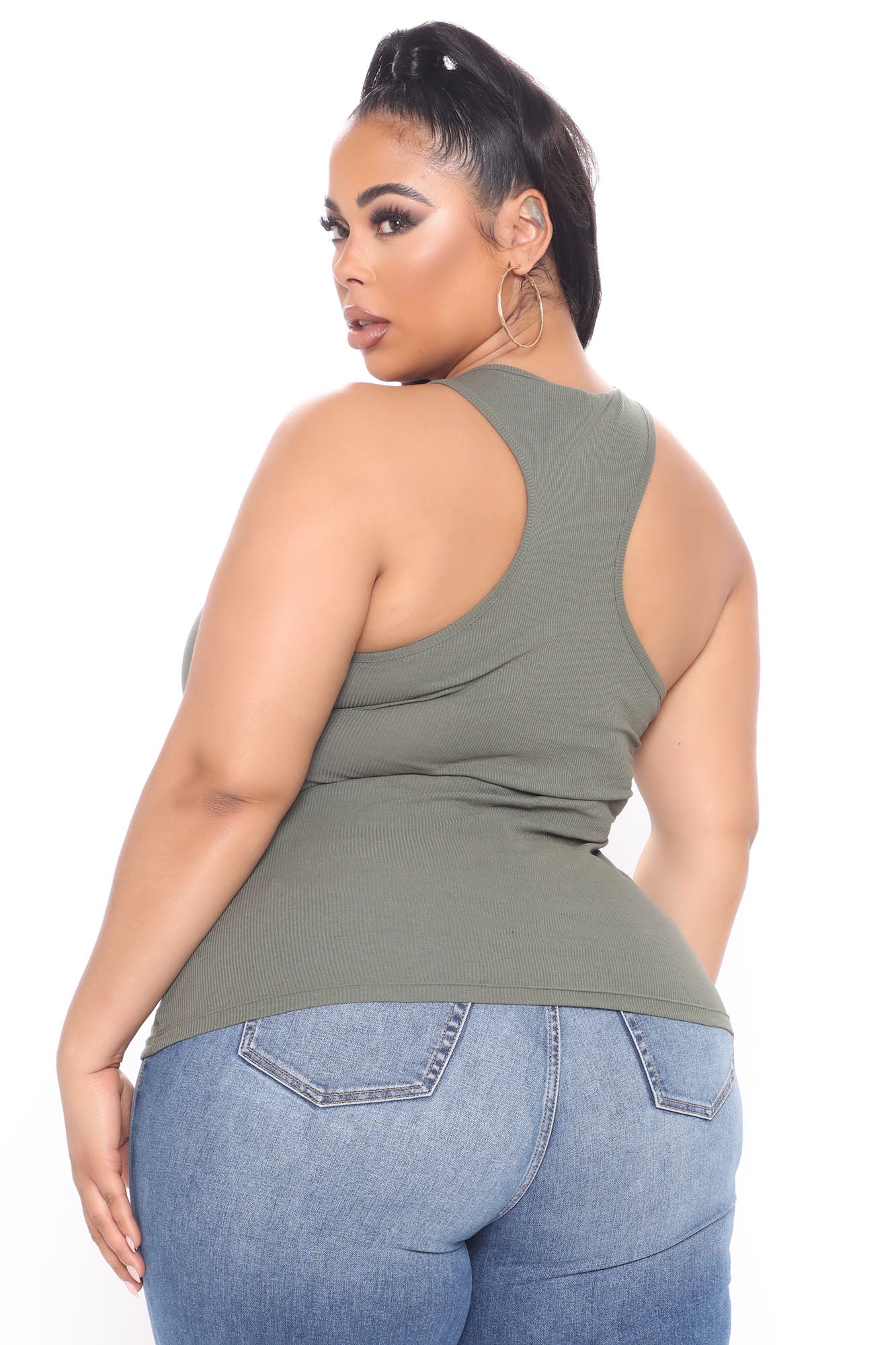 Essential Racer Back Tank Top - Olive - Image 6