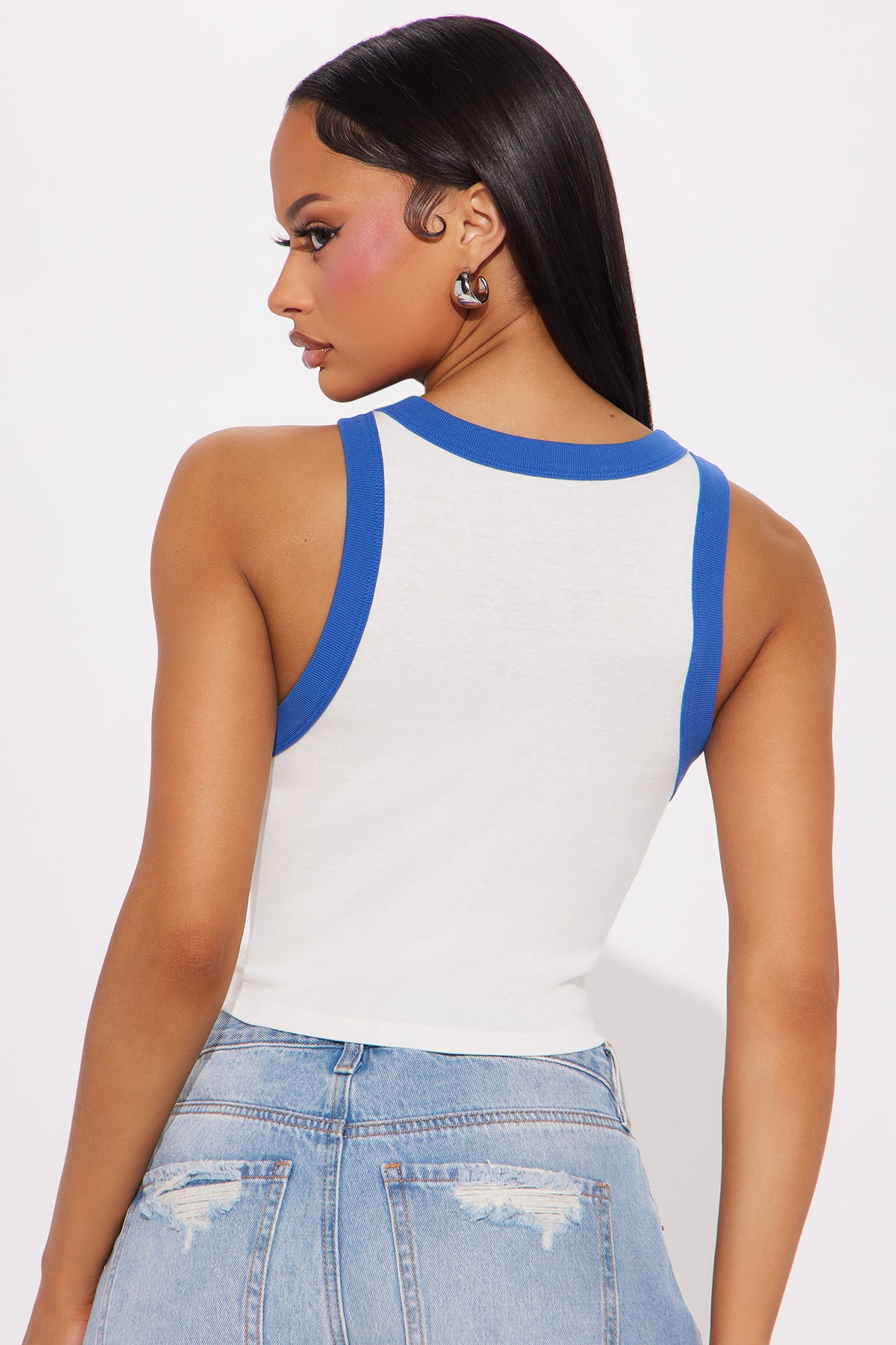 ACDC Midland Ribbed Tank Top - White/Blue - Image 3