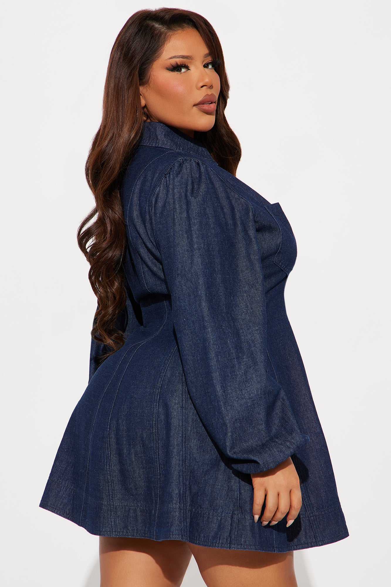 Down South Denim Mini Dress - Dark Denim - Image 7