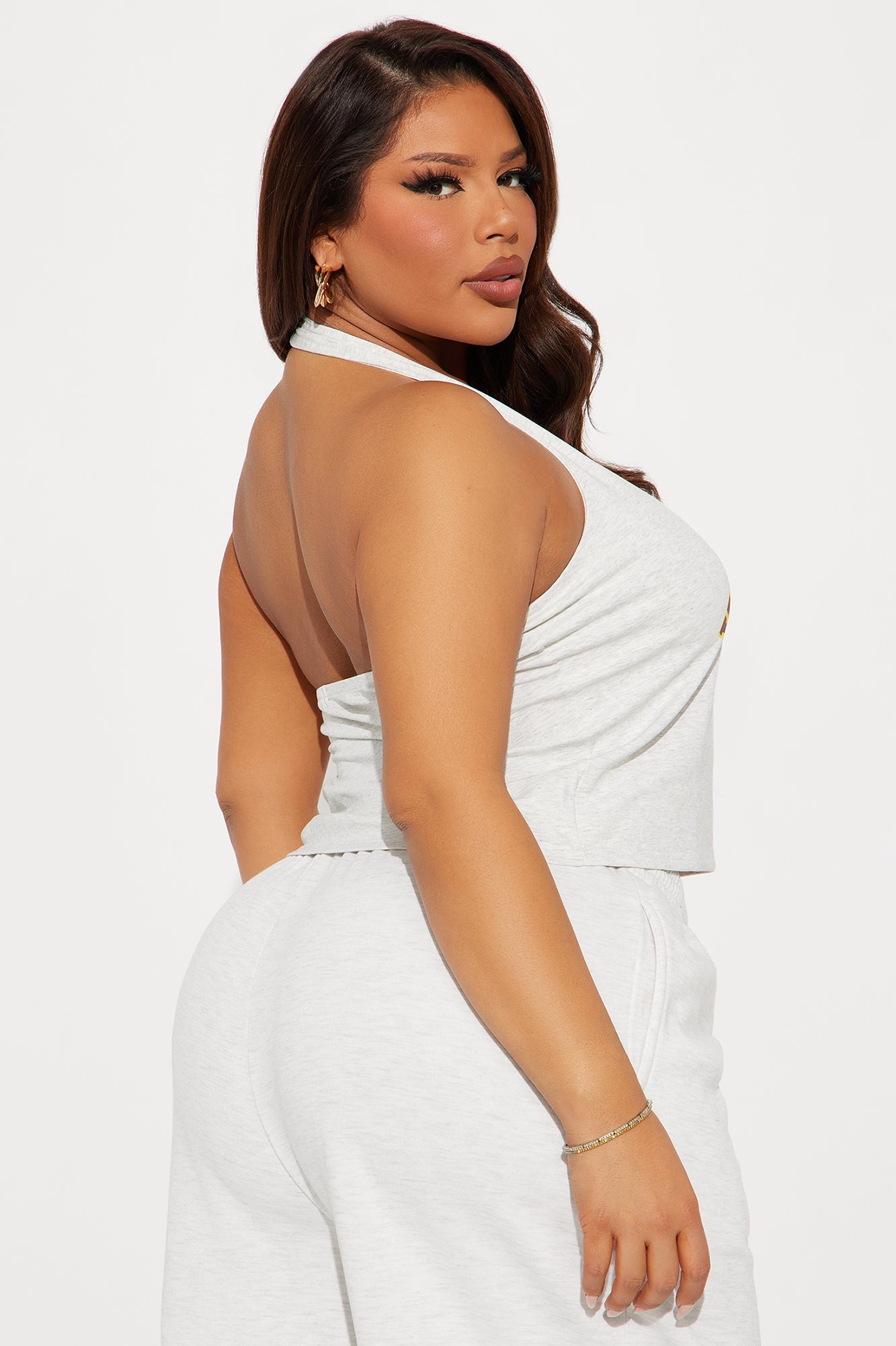 Izabel 98 Varsity Halter Top - Heather Grey - Image 7