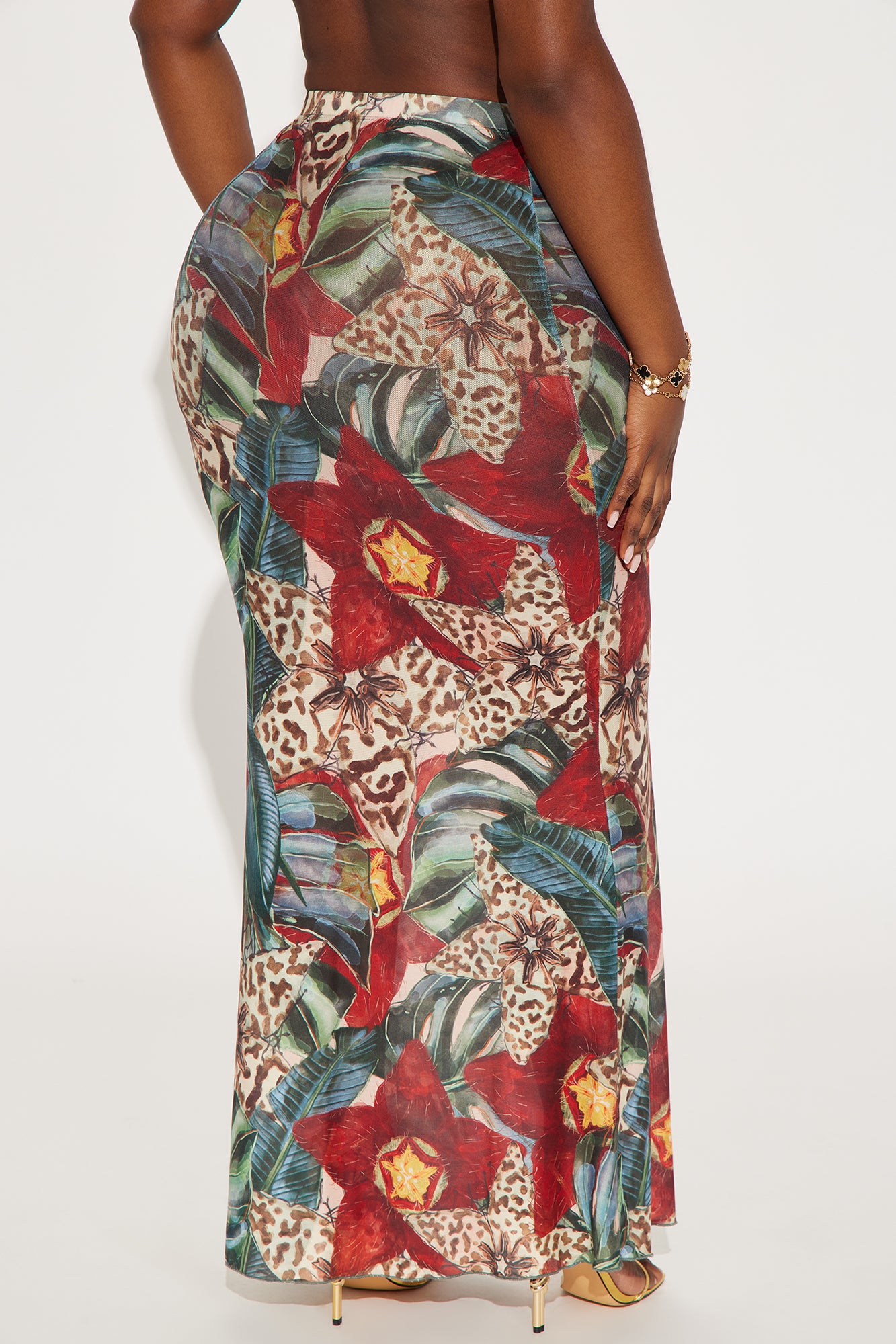 In Full Bloom Mesh Maxi Skirt - Brown/combo - Image 6