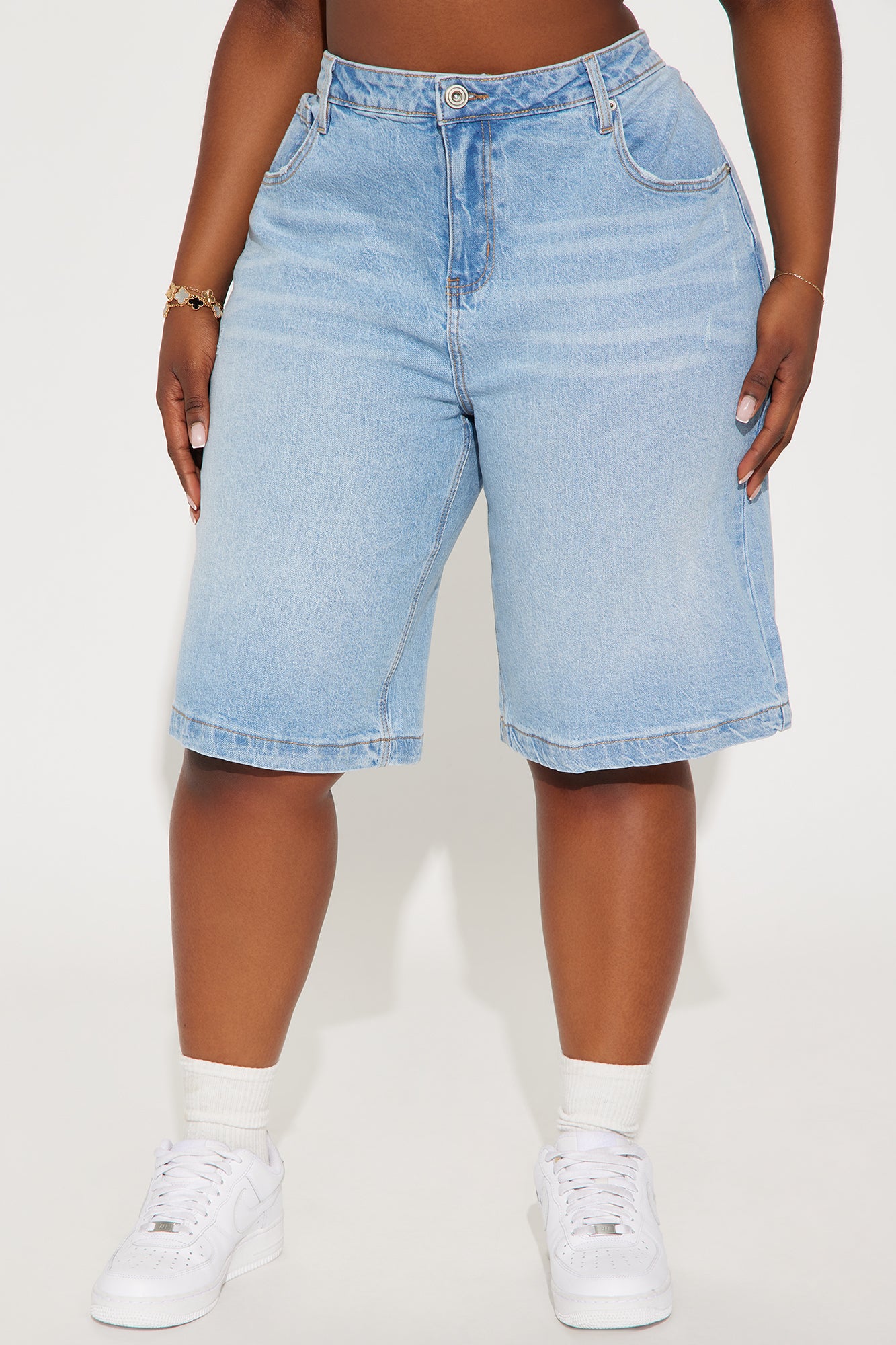 Mackenzie Drop Waist Denim Jort - Light Wash - Image 4