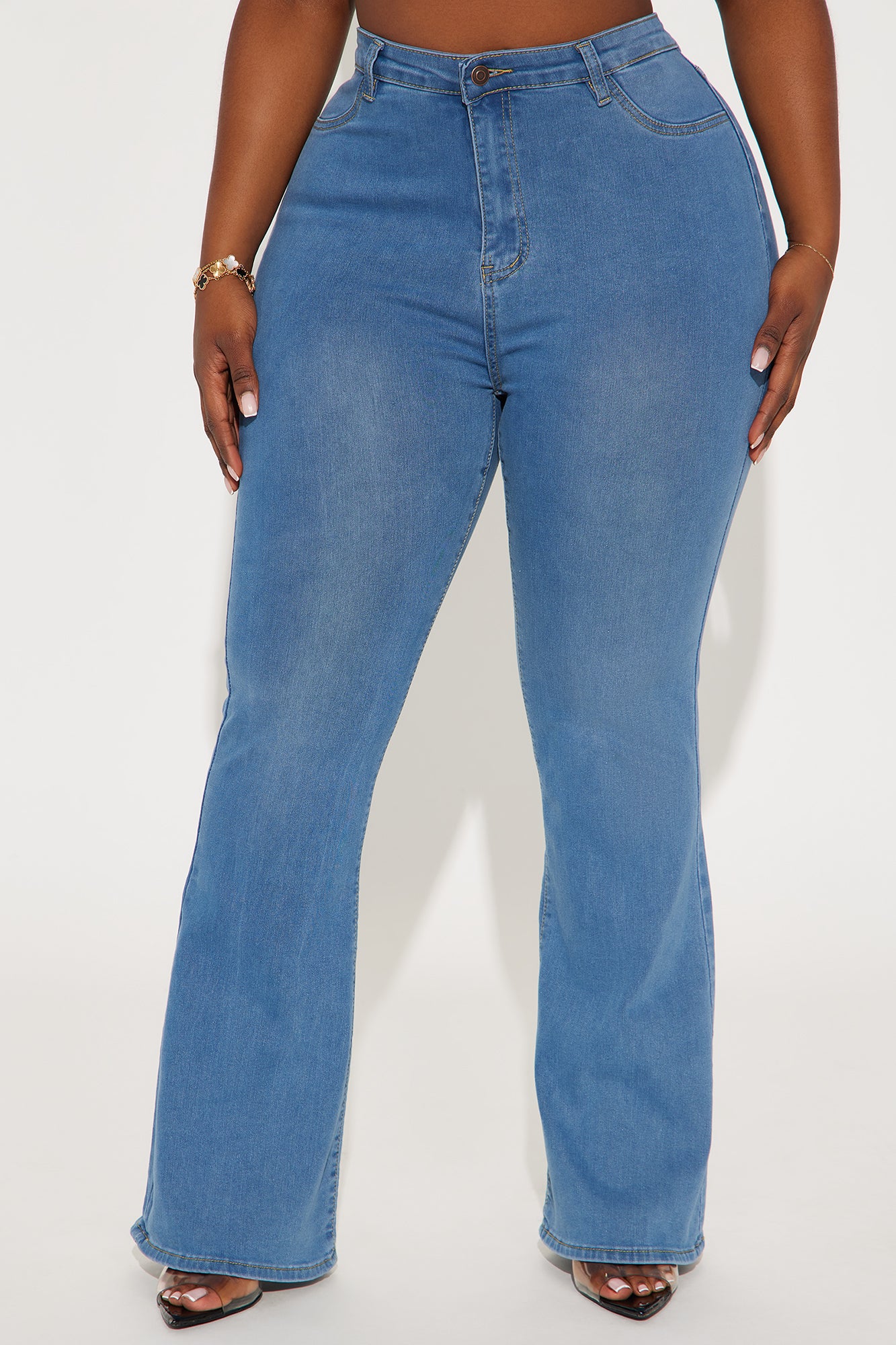 Soul Searching High Rise Flare Jeans - Medium Blue Wash - Image 4