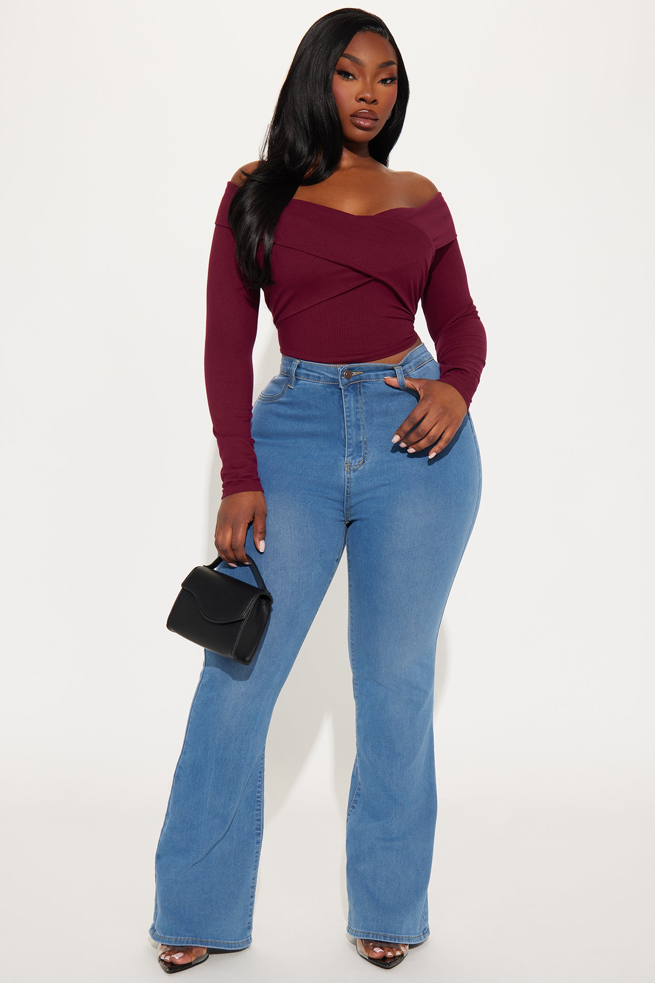 Soul Searching High Rise Flare Jeans - Medium Blue Wash - Image 5