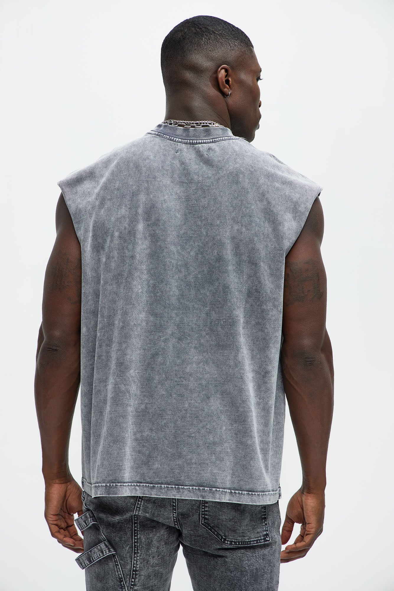 Relaxed Vintage Wash Heavyweight Muscle Tee - Grey/Smoke - Image 5