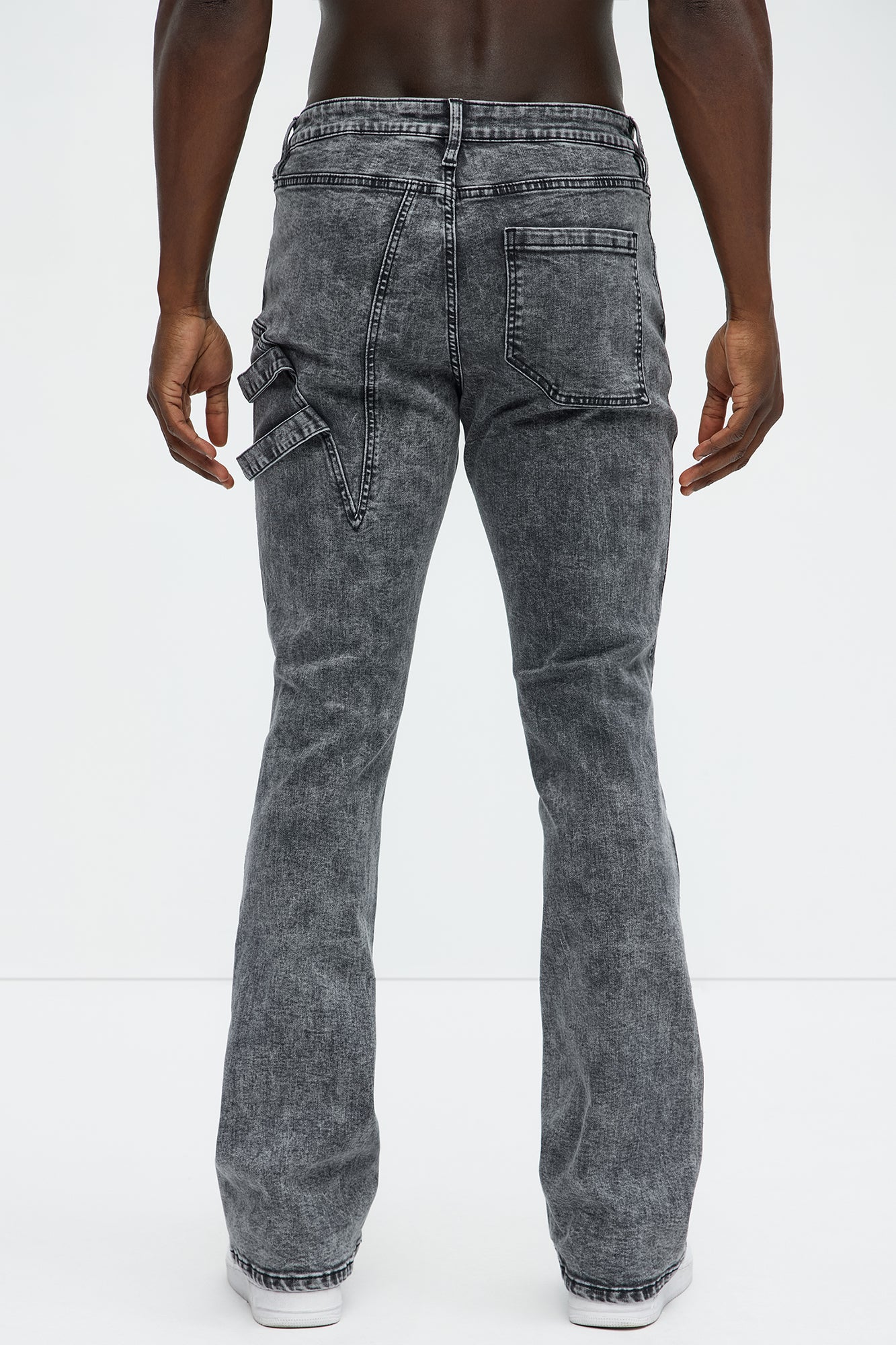 Daly Asymmetrical Stacked Slim Flare Jeans - Grey - Image 5
