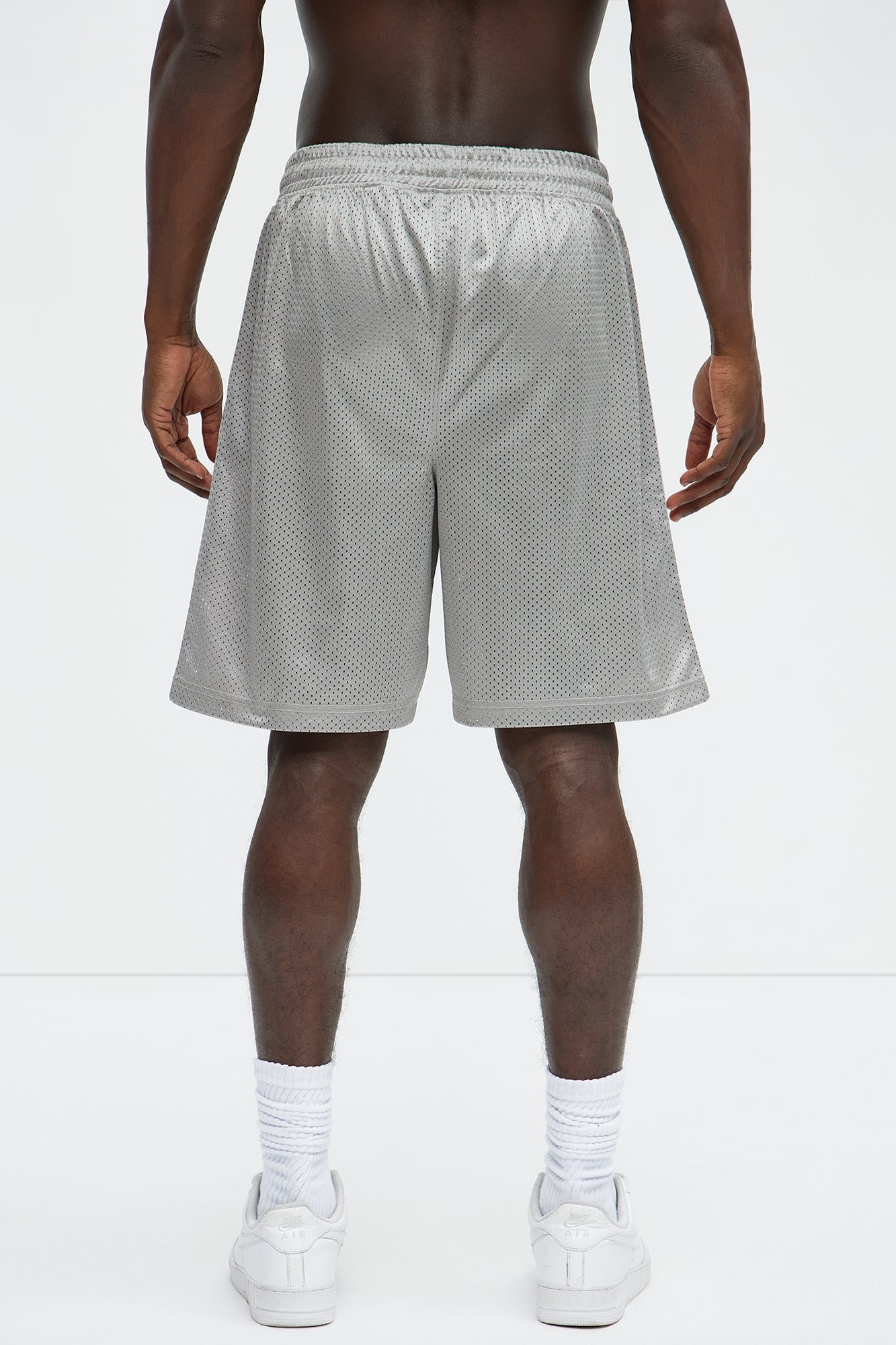 Varsity Player Relaxed Mesh Shorts - Grey - Image 5