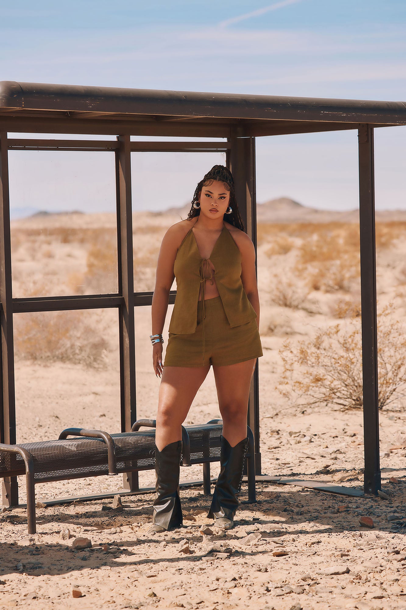 Shelby Linen Short Set - Olive - Image 8