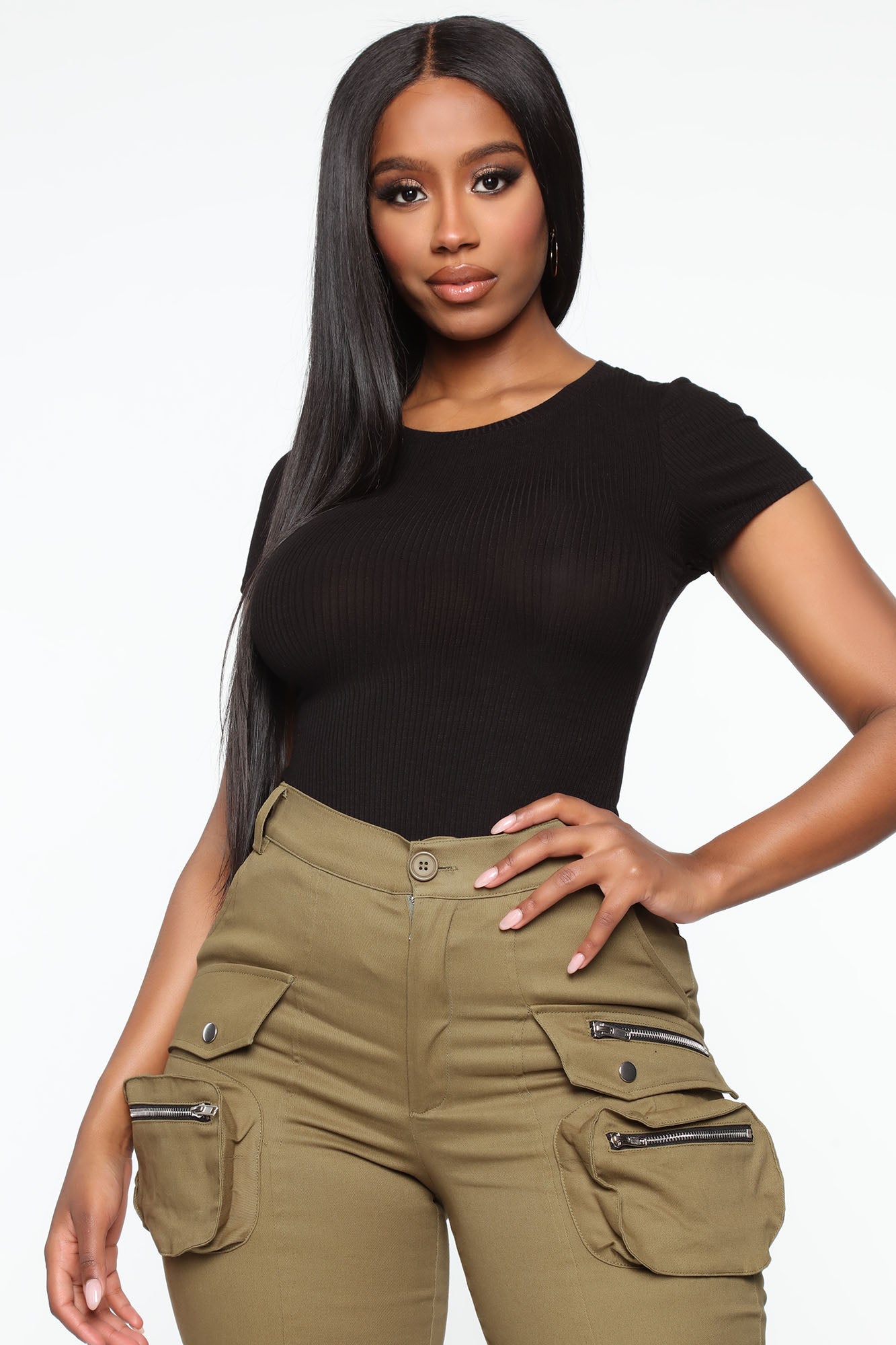 Aliza Ribbed Bodysuit - Black - Image 4