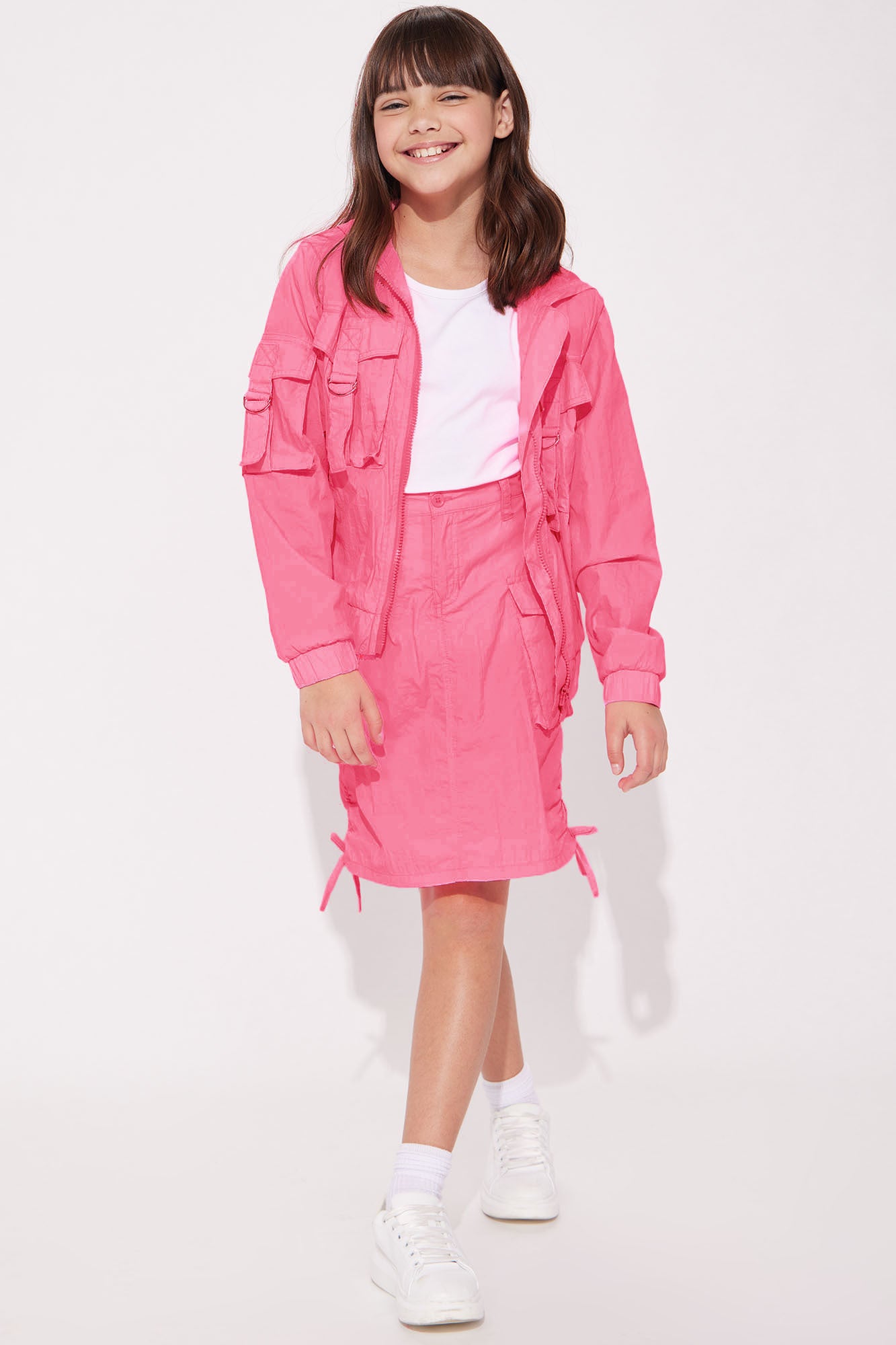 Mini Nylon Cargo Jacket - Neon Pink - Image 3