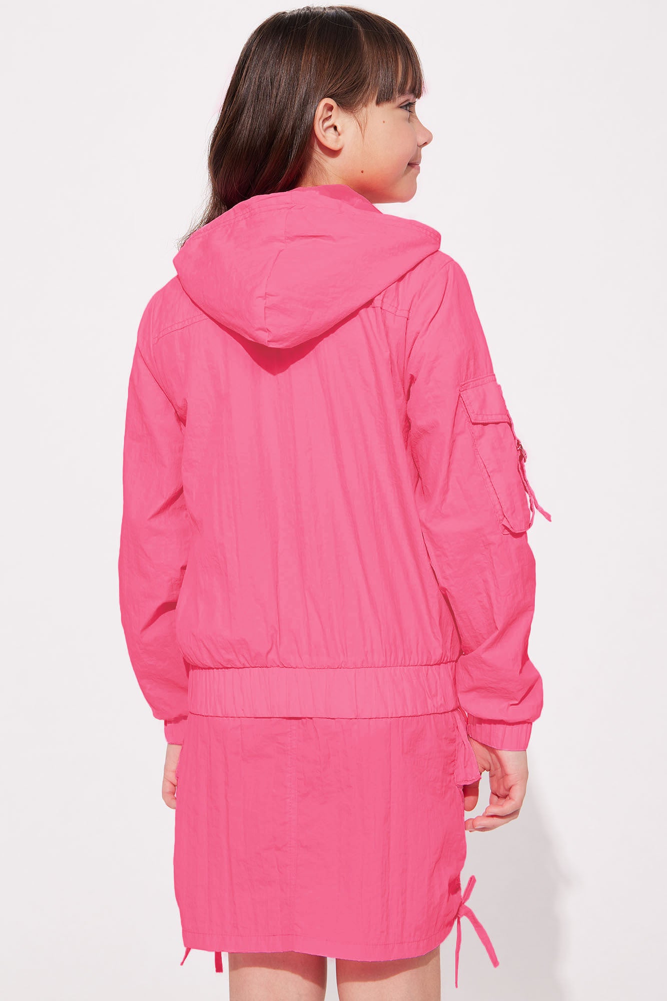 Mini Nylon Cargo Jacket - Neon Pink - Image 5