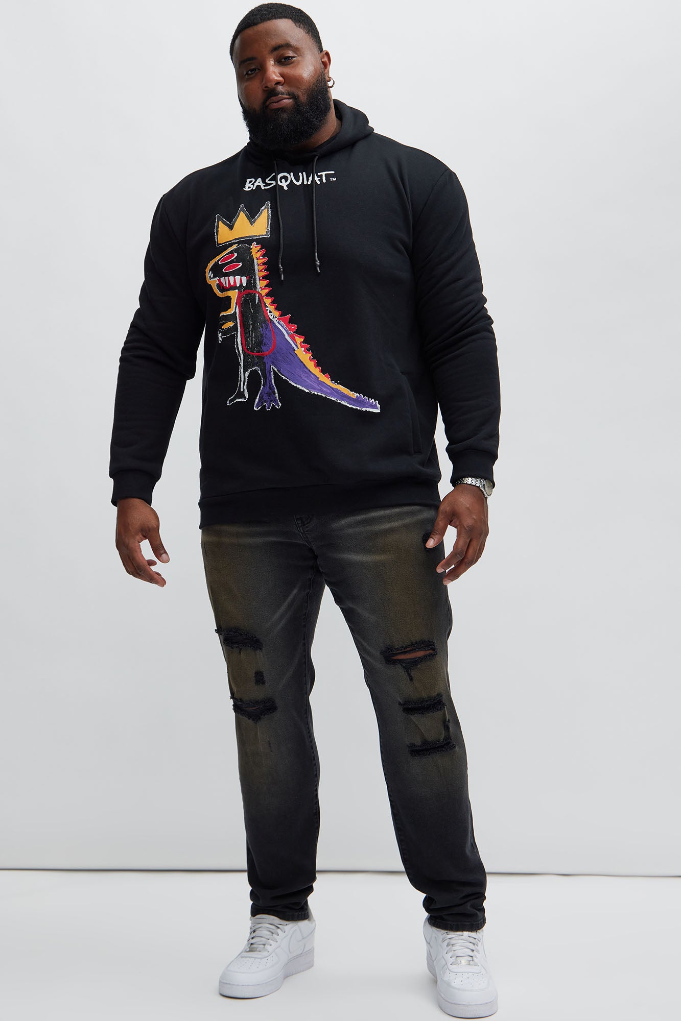 Basquiat Dinosaur Hoodie - Black - Image 5