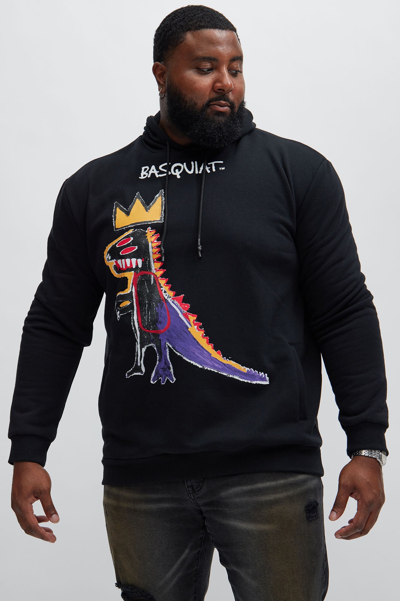 Basquiat Dinosaur Hoodie - Black - Image 4