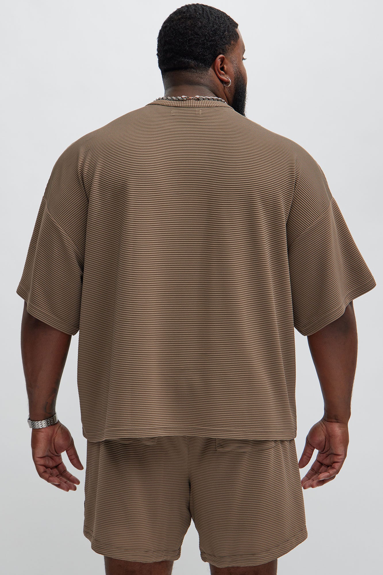 Zyler Textured Boxy Short Sleeve Tee - Taupe - Image 7