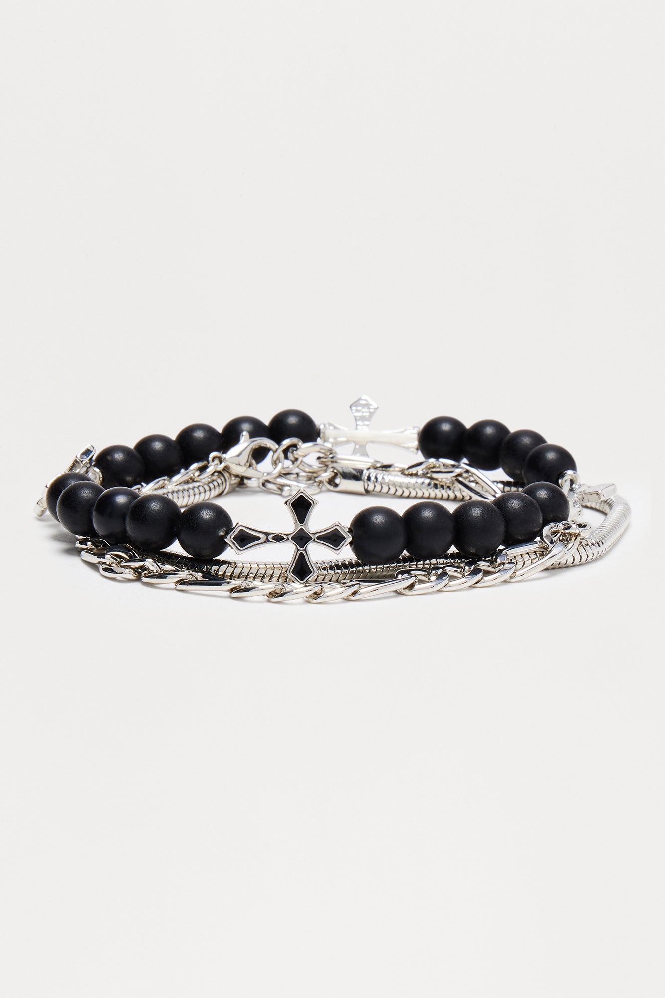 Harbor Beaded Bracelet Set - Silver/Black - Image 3