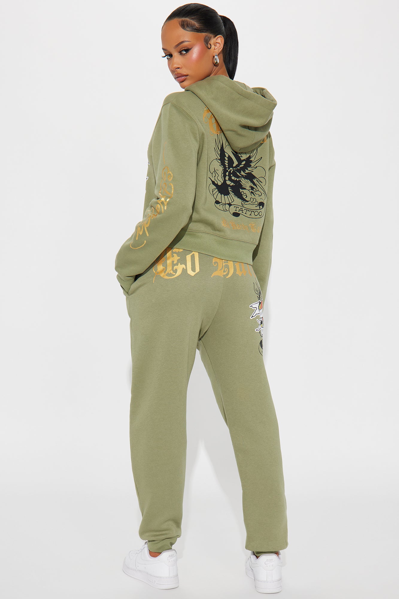 Ed Hardy Broken Hearts Jogger - Sage - Image 4
