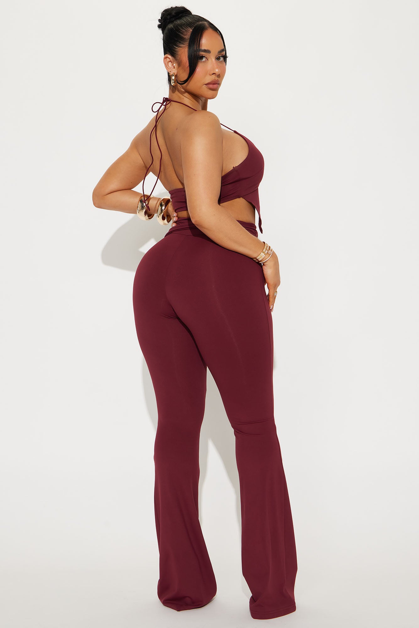 After Hours Halter Pant Set - Wine - Image 3
