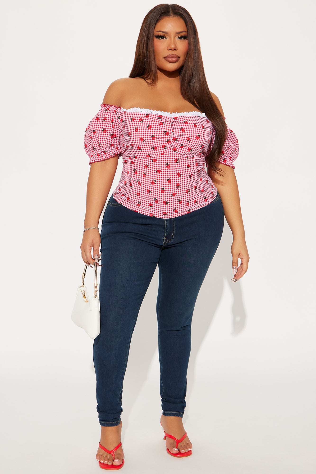 Strawberry Fields Gingham Top - Red/White - Image 5